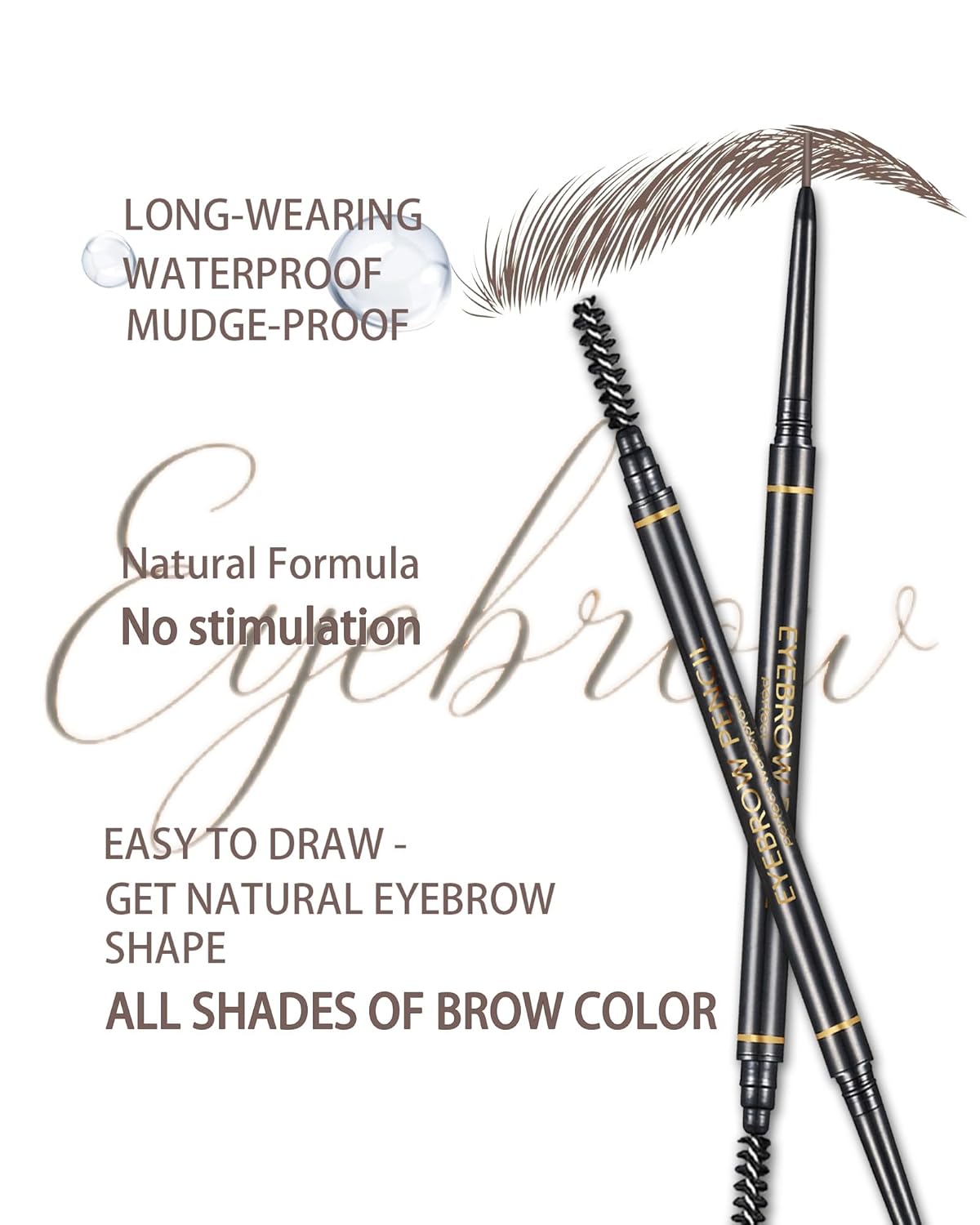 Dark Brown Eye Brow Pencils for Women, 6Pcs Waterproof Eyebrow Pencil, 1.5mm Micro-Fine Tip & Spiral Brush with Brow Razors Perfect for Creating a Natural and Delicate Eyebrow Look Makeup