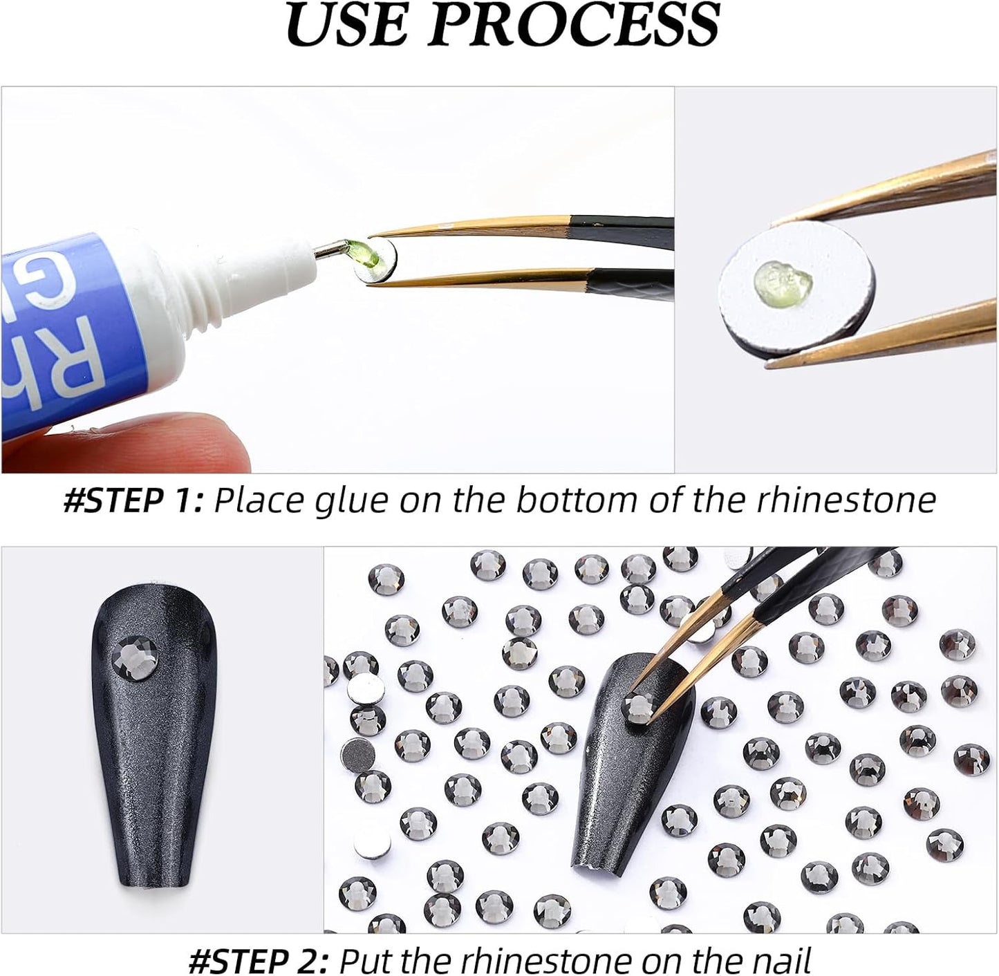 Gray Flatback Rhinestones, Glass Rhinestones for Nail Art and Craft, Glue Fix, Loose Crystal Gemstones(Gray, SS30, 288pcs, 6.4-6.6mm)