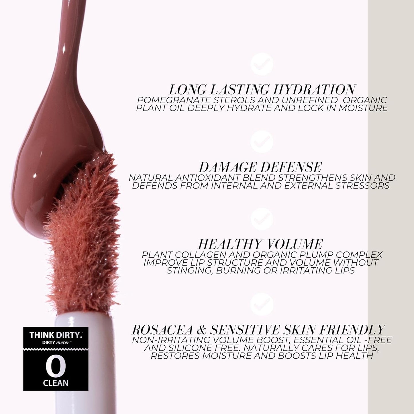 FITGLOW Beauty Lip Colour Serum | Hydrating Lip Gloss | Plumping Anti-Aging Lip Treatment | Natural Shine with Pomegranate Sterols & Collagen | Buildable Color for Dry Chapped Lips | Rosé- 10g