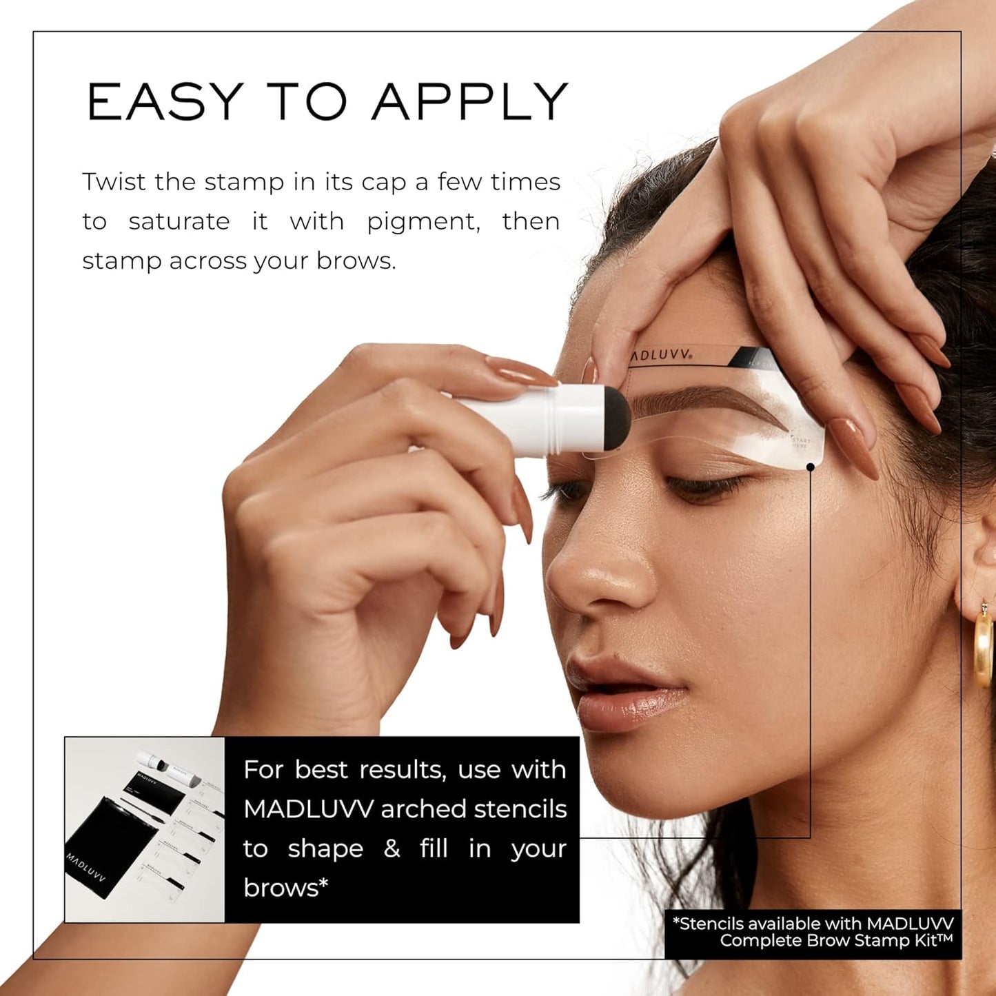 MADLUVV Brow Stamp Refill* - Color Stamp for Brows & Root Touch Up for Women & Men, Instantly Conceal Hair Loss, Grey Hair, Thinning Hair with Stain-Proof/Smudge-Proof Powder Formula (Soft Brown)