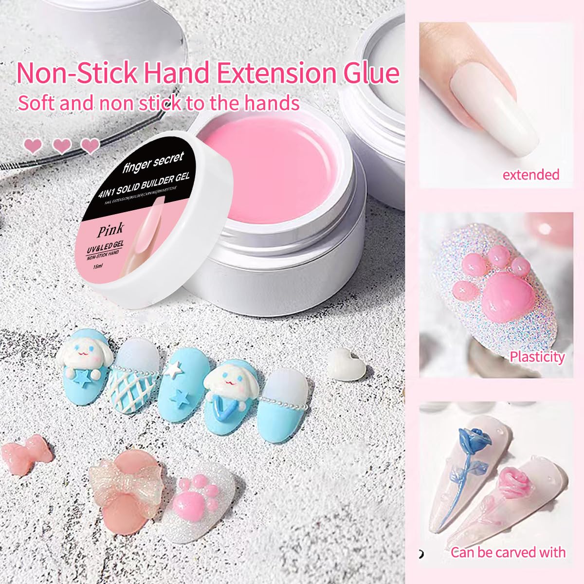 Solid Builder Gel for Nails Hard Gel 3D White Nude Pink Clear Colors for Nail Extension DIY Nail Kit 60ml