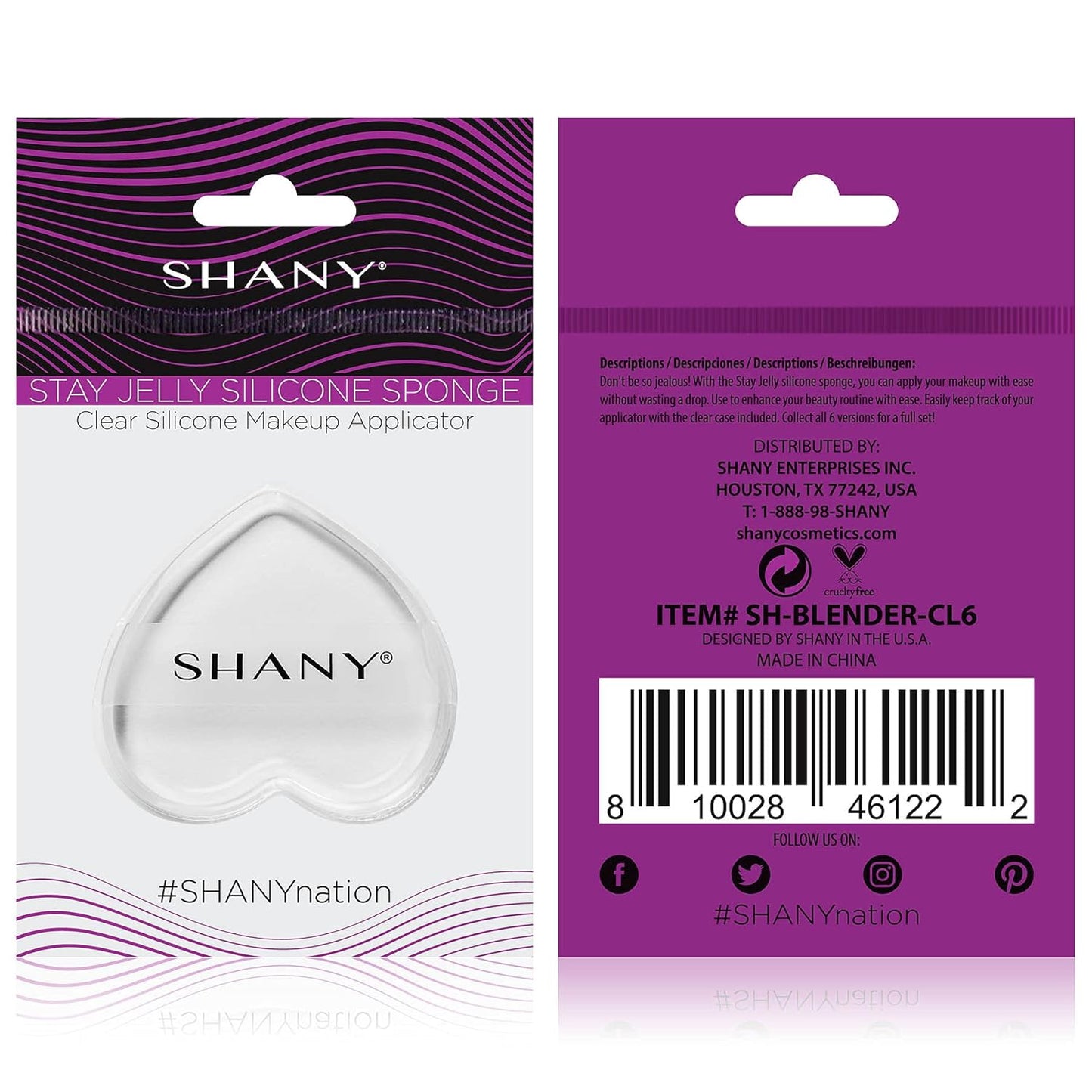 SHANY Stay Jelly Silicone Sponge - Clear & Non-Absorbent Makeup Blending Sponge for Flawless Application with Foundation - HEART