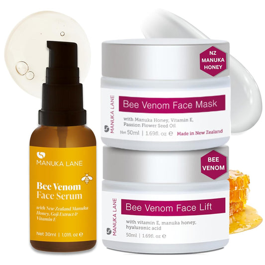 New Zealand Bee Venom Complete Skin Care Regimen | Includes (1) Bee Venom Face Mask, (1) Bee Venom Face Serum, (1) | Powerful, Safely Derived, and Natural Ingredients.