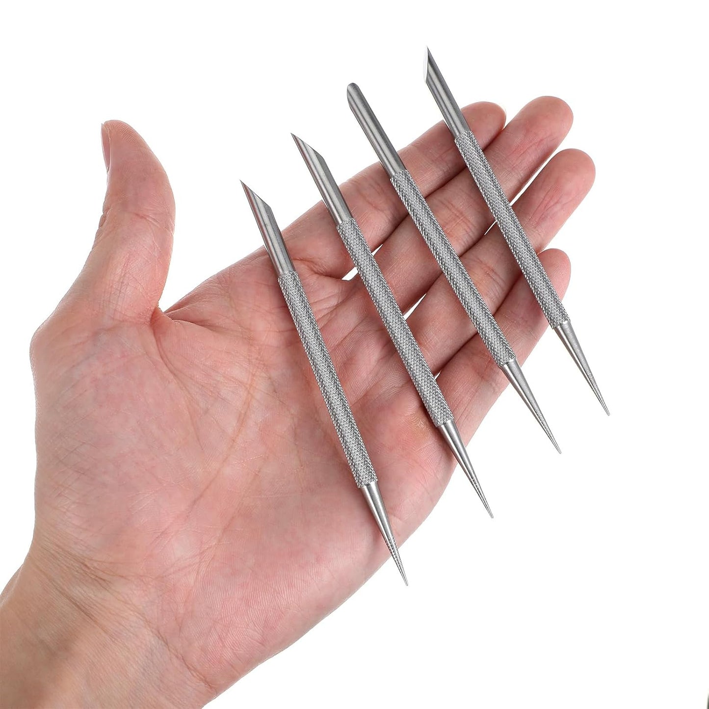 4 pcs Stainless Steel Cuticle Pusher,Cuticle Remover Tool,Nail Cleaning Cuticles Stick,Metal Nail Cuticles Pusher Nails Polish Remover Tool for Professional Manicure Pedicure