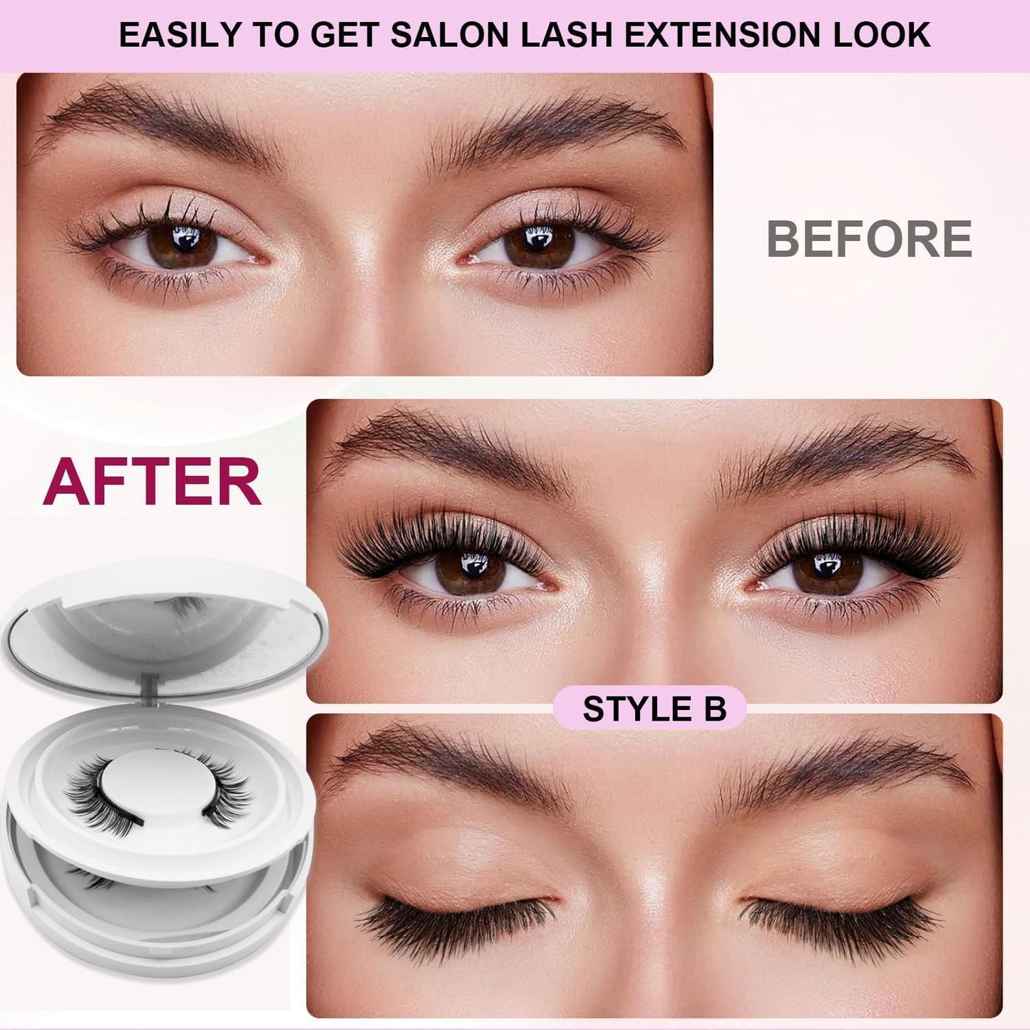 Ginani Magnetic Lashes,Magnetic Eyelashes with Applicator,2025 New Reusable Magnetic Lashes Natural Look No Glue or Liner Needed(Camellia+Natural+Simple)