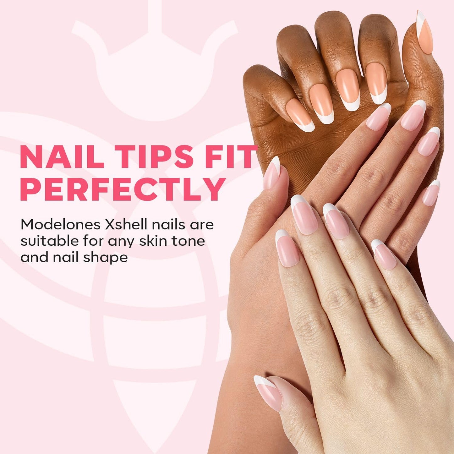 modelones Press on Nails, 150 Pcs French Tip Press on Nails, NailBoxie Brown Short Almond Nail Tips, Soft Gel Nail Tips, Ideal for Wedding, Party, Daily DIY Nail, 15 Sizes (S)