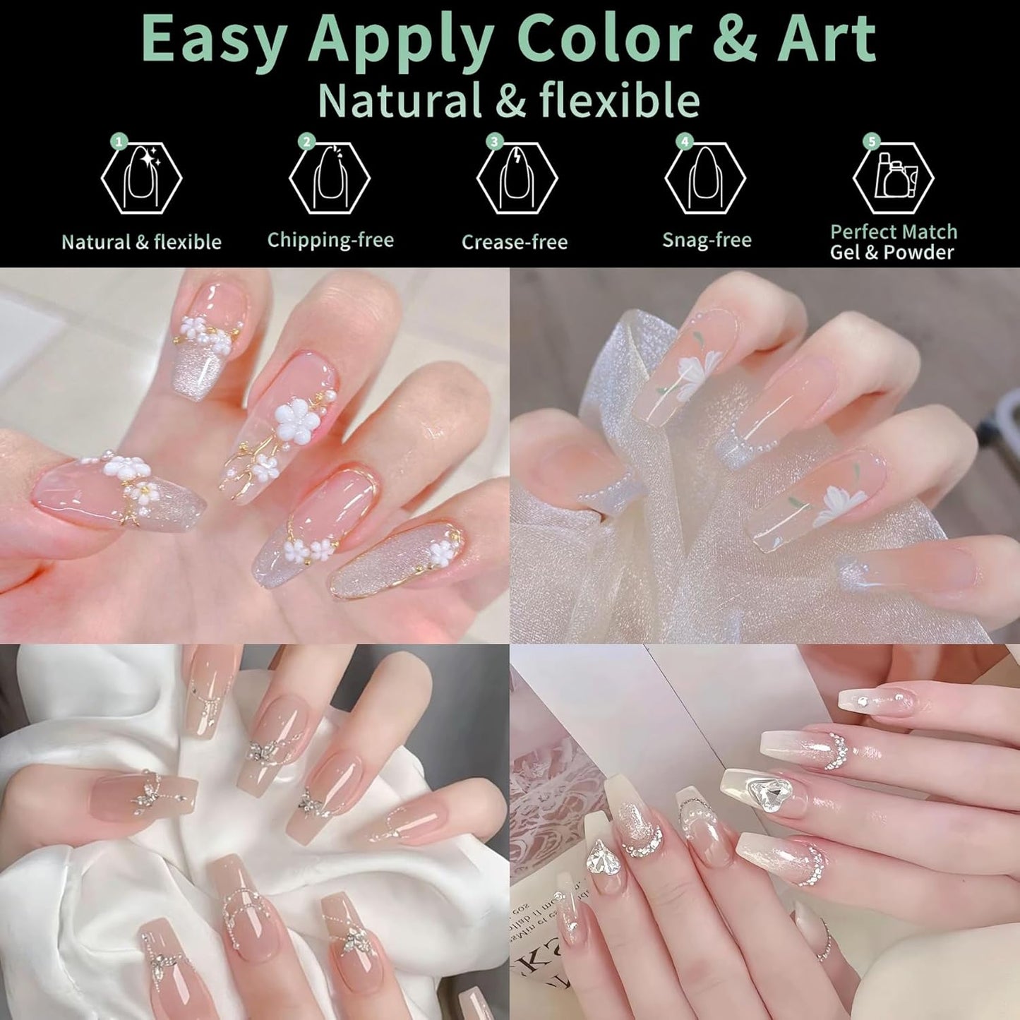 Long Square Nail Tips, 216pcs Acrylic Fake Nails Gel Nail Tips Soft, Full Cover Pre-Shaped Matte Clear Press on Nails for Extension, Diy at Home Manicure 10 Sizes