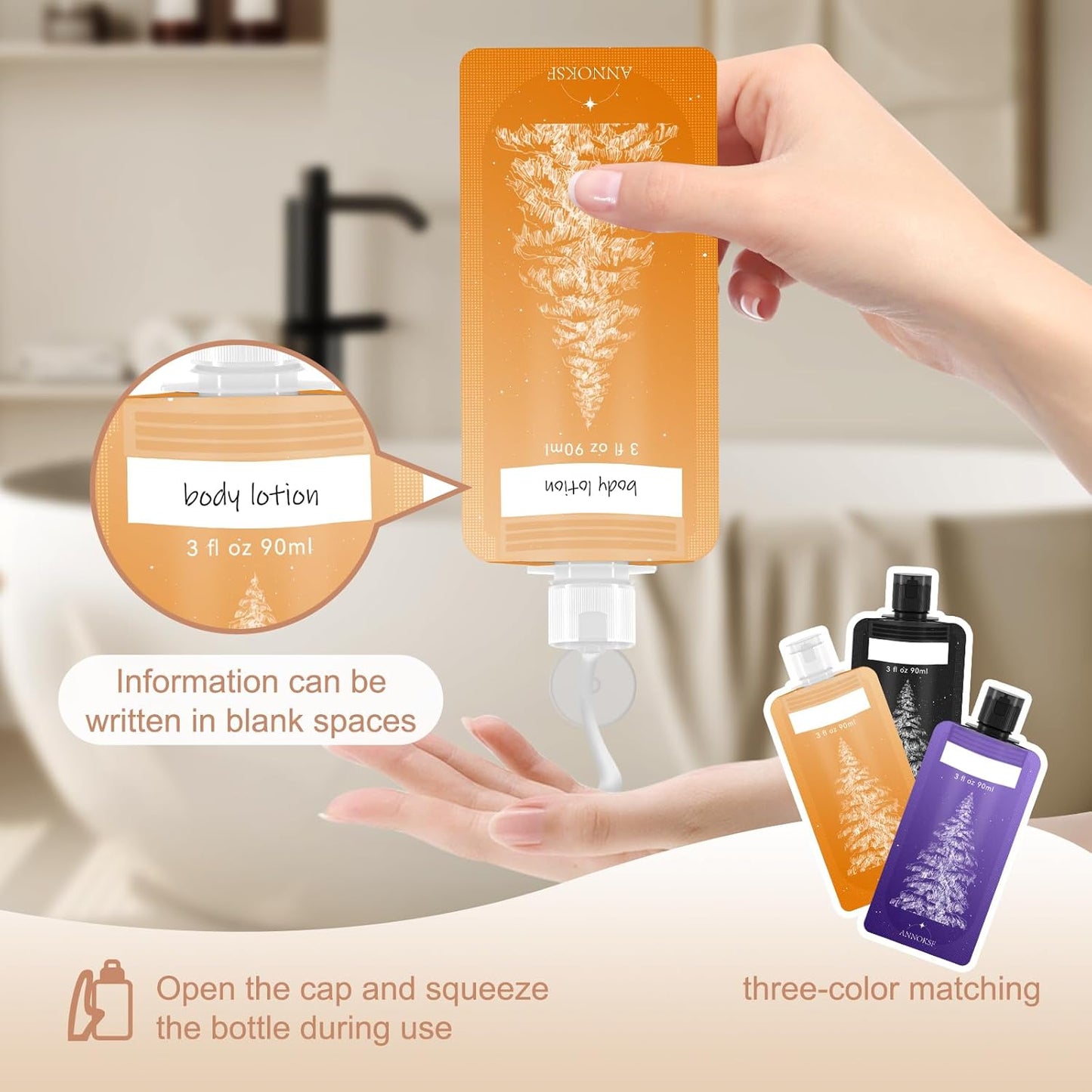 9 Pack Travel Pouches for Toiletries, Refillable squeeze Liquid travel pouches,Travel Shampoo and Conditioner Pouches,3oz leak proof travel pouches (Tree)