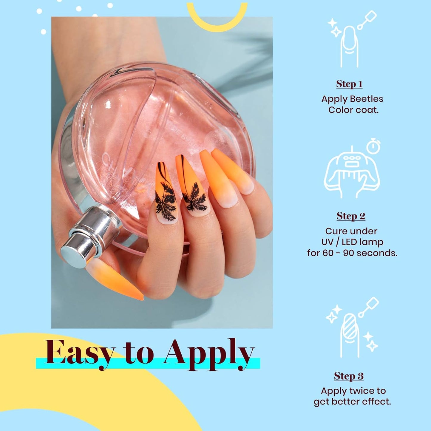 Beetles Orange Gel Polish Halloween Gel Nail Polish Bright Neon Yellow Gel Polish Color Soak Off UV LED Nail Lamp 15ml Gift for Women Vibrant Tangerine