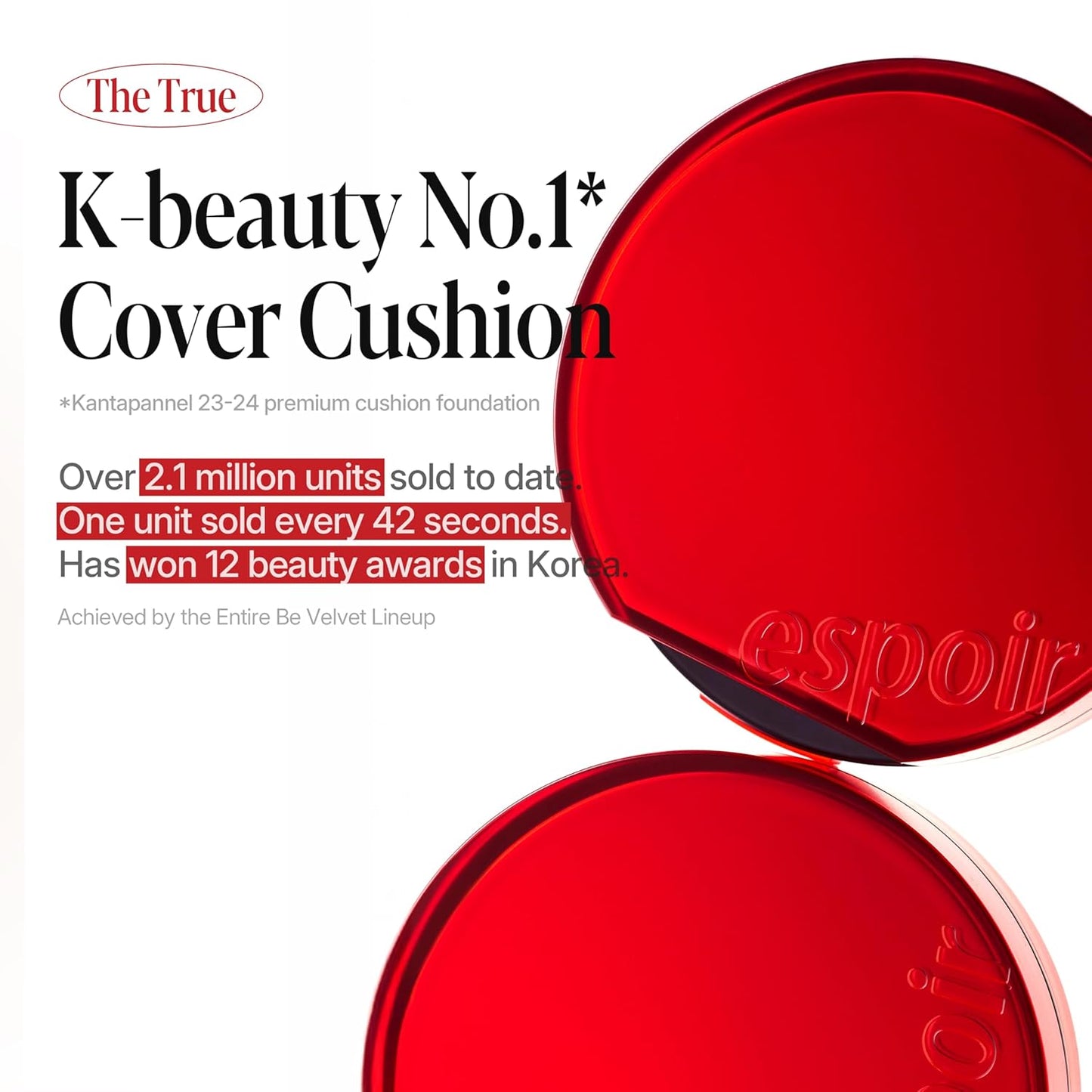 espoir [NEW] Be Velvet Cushion Foundation | Quick and Easy Coverage with Long-lasting Color by Zero Oxidation (#21 Ivory, 0.46 Ounce (Pack of 1))