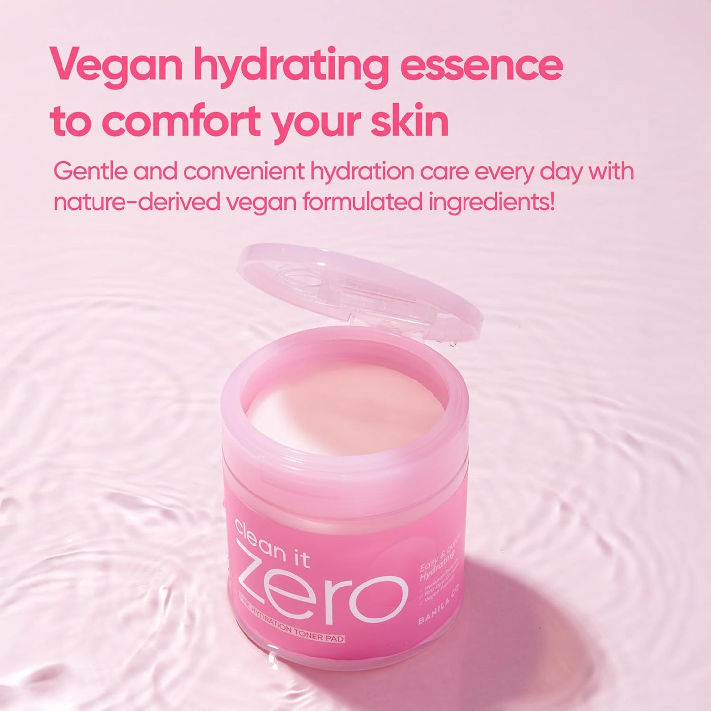 BANILA CO Clean it Zero Pink Hydration Toner Pad | Vegan Korean 3-Layered Pads | Hyaluronic Acids and Vitamin Complex to Moisturize and Soothe Skin | Hypoallergenic, Alcohol Free (70 Pads)