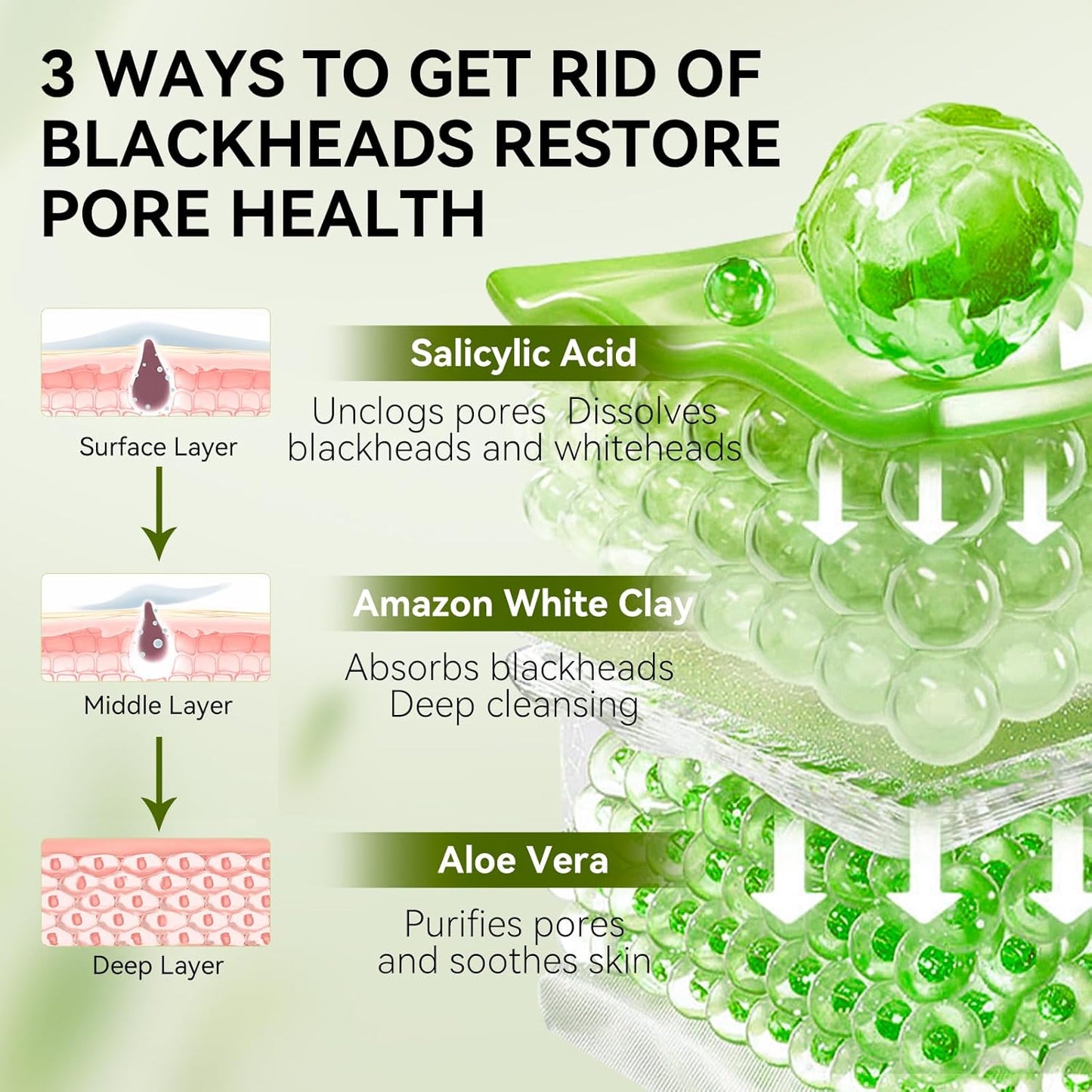 LANBENA 2.0 Blackhead Remover, Nose Plants Pore Strips Deep Cleansing Peel off Mask with Salicylic Acid, Amazonian White Clay, 60Pcs Nose Strips Black Heads Remover from Face