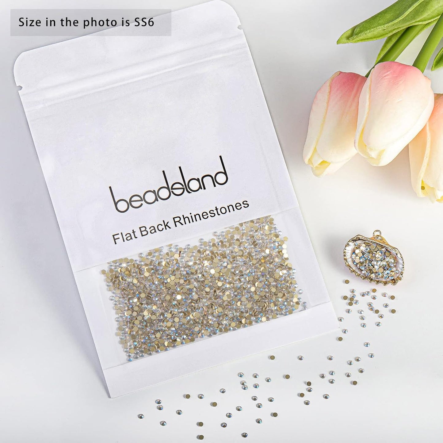 beadsland Flat Back Crystal Rhinestones Round Gems, Blue Moonlight (1.9-2.0mm) SS6/1440pcs