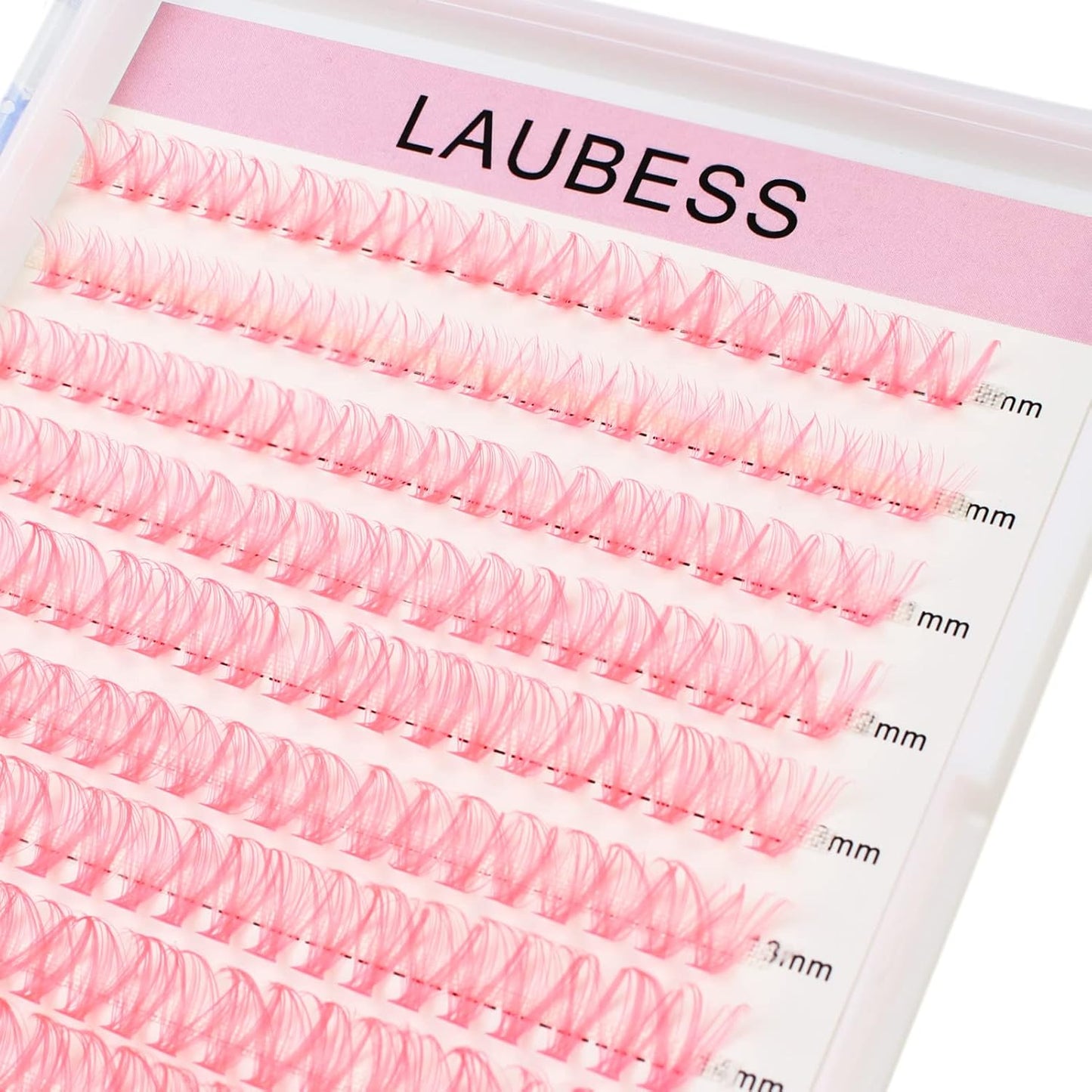 Colored Lash Clusters LAUBESS Colored Eyelash Clusters Wispy Pink Colored Lash Extensions Colorful Lash Clusters Individual Lashes (Pink 40D-0.07D-Mix9-16)
