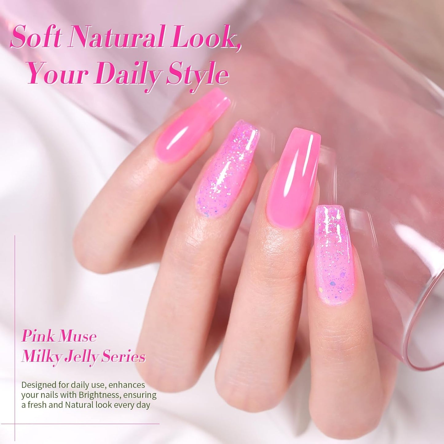 Born Pretty Jelly Pink Gel Nail Polish Halloween Milky Hot Pink Ghost Translucent Gel Polish Soak Off U v LED Light Cure Nail Art Kit for Salon Manicure and DIY at Home