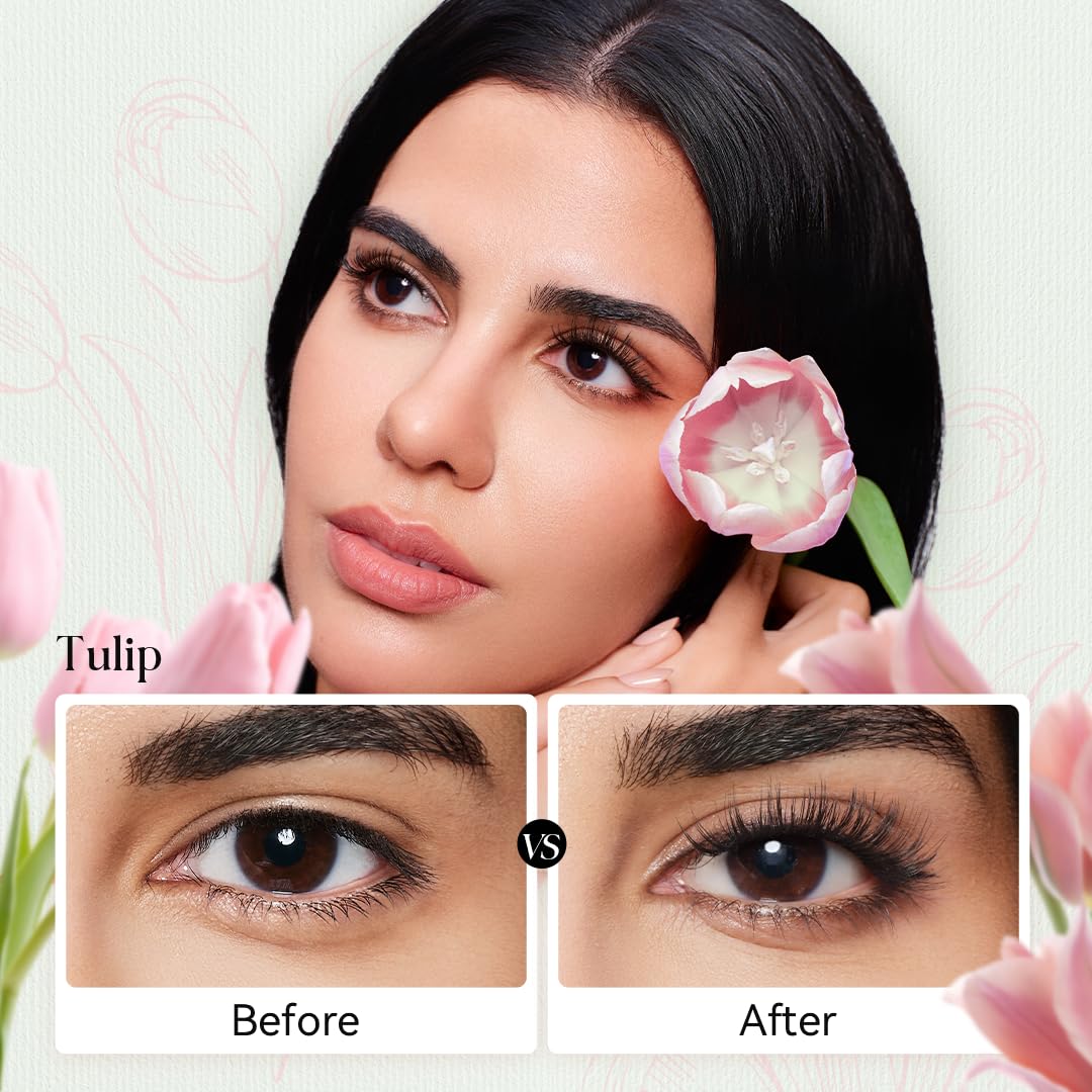 Soft Magnetic Eyelashes Kit with Applicator, [Tulip] 22mm Reusable Glue-free Wispy Magnetic Lashes, Cruelty-free False Lashes, Waterproof, Lightweight, Suit for Heavy Makeup