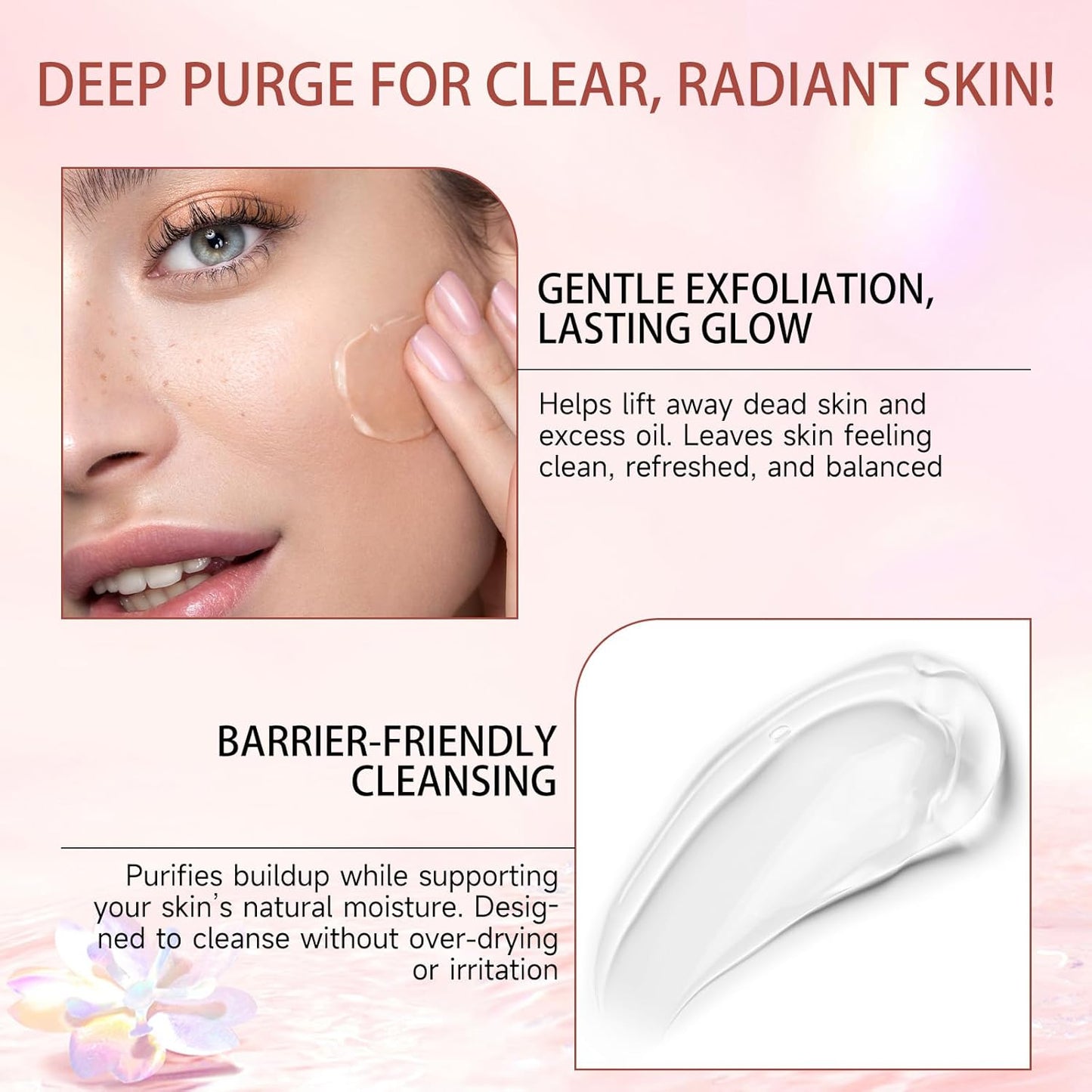 Purifying Exfoliating Gel, Natural Exfoliating Purifying Cream, Facial Exfoliator Cleanser, Gentle Face Wash-Cleansing Moisturizing Peeling Gel, For All Skin Types (1.76 Fl Oz (Pack of 1))