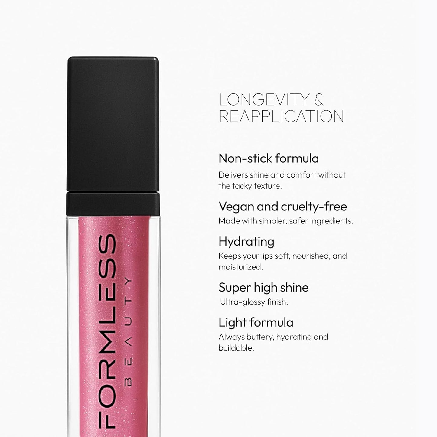 Formless Beauty | Manifest Lip Gloss by Jenny McCarthy | Plum-Mauve Gloss With Gold&Silver Glitter | Vegan Hydrating Formula | Non-Sticky Aloe & Jojoba Infused | Paraben & Cruelty Free | Lip Enhancer