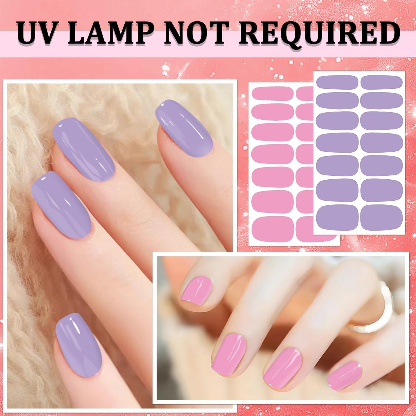 DANNEASY 224PCS/16 Sheets Nail Polish Strips - Dusky Solid, Gel Nail Stickers Full Nail Wraps, UV Free | Easy to Stick | Adhesive Sticker Nails for Women with 1 File, 1 Cuticle Stick