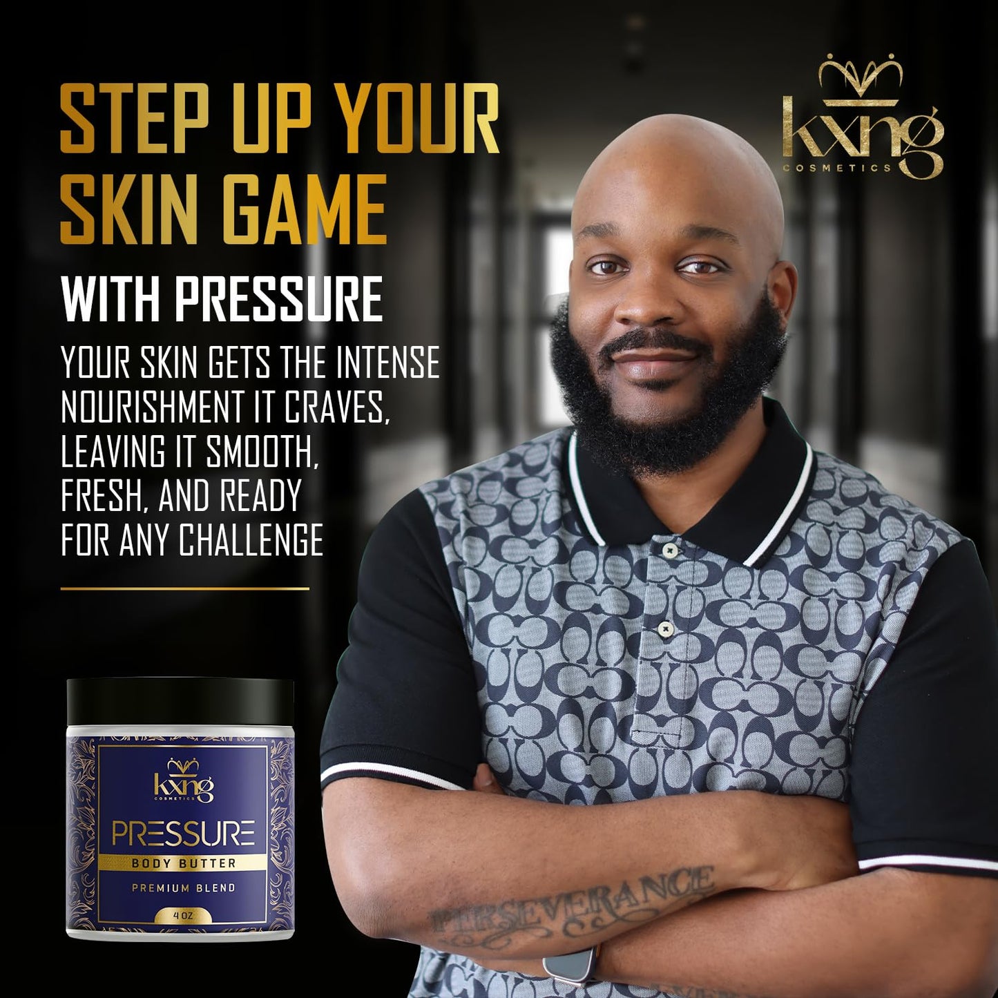 KXNG Cosmetics, Body Butter, Organic Skin Care for Men and Women, Body Moisturizer Lotions and Creams, Raw Shea Butter, Cocoa Butter, Mango, Coconut Oil, Hand, Foot, All Skin Types (Pressure)