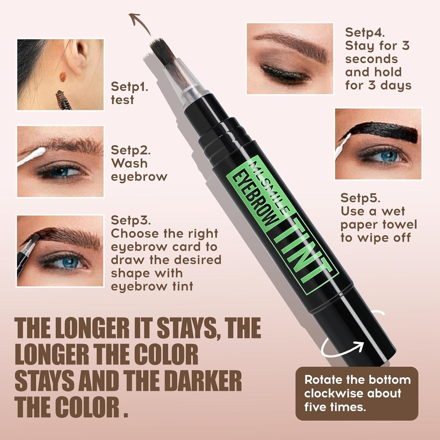 2PCS Temporary Eyebrow Tint Set, Grey Black Tattoo Eyebrow Gel, Natural Color Eye-Brow Gel Waterproof Longlasting, Last Up to 7 Days