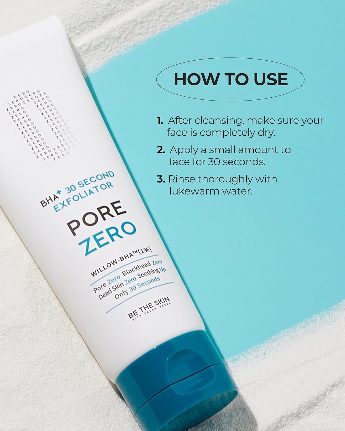 BHA+ Pore Zero 30 Second Exfoliator - Pore Erasing Face Peeling Gel with Salicylic Acid, Aloe Vera - Removes Dead Skin & Sebum - Glass Clear Skin, Korean Skincare, 3.38oz.