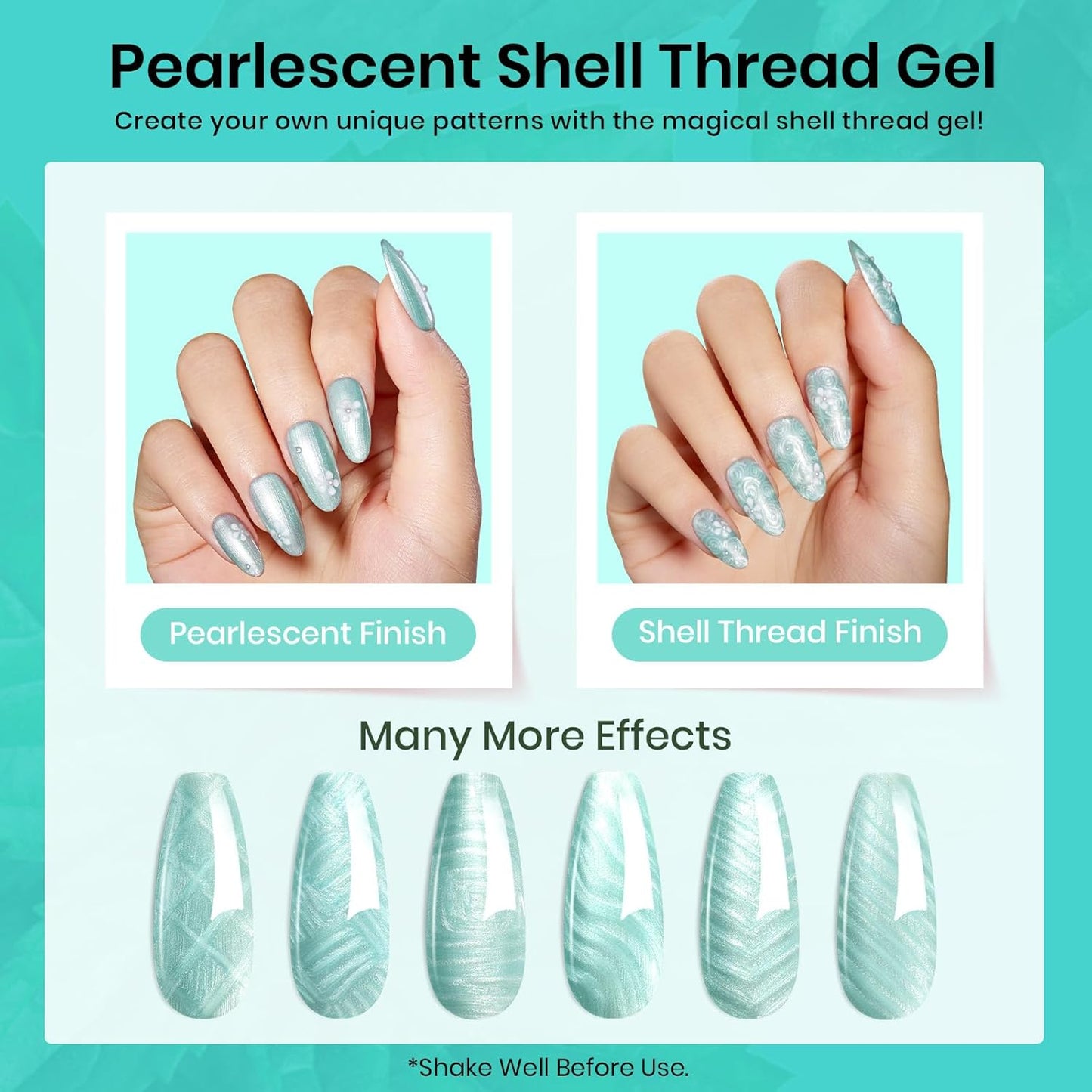 Beetles Mint Green Gel Polish, 15ML Mint Green Glitter Nail Polish Pearlescent Shimmer Mermaid Gel Nails Soak Off U V LED Nail Lamp Need Manicure Salon DIY Nail Art Design
