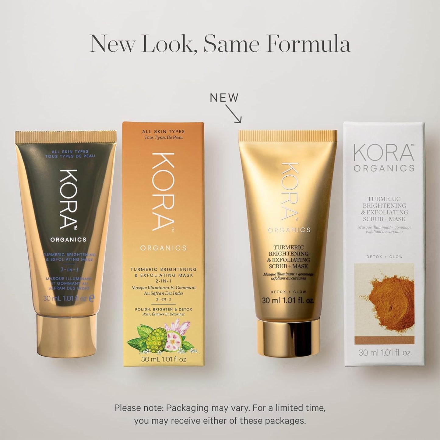 KORA Organics Turmeric Brightening & Exfoliating Mask, Multi-Use Facial Scrub, Polish & Illuminate, Certified Organic Exfoliating Face Mask, Cruelty Free, 1.01 fl oz - Face Scrub