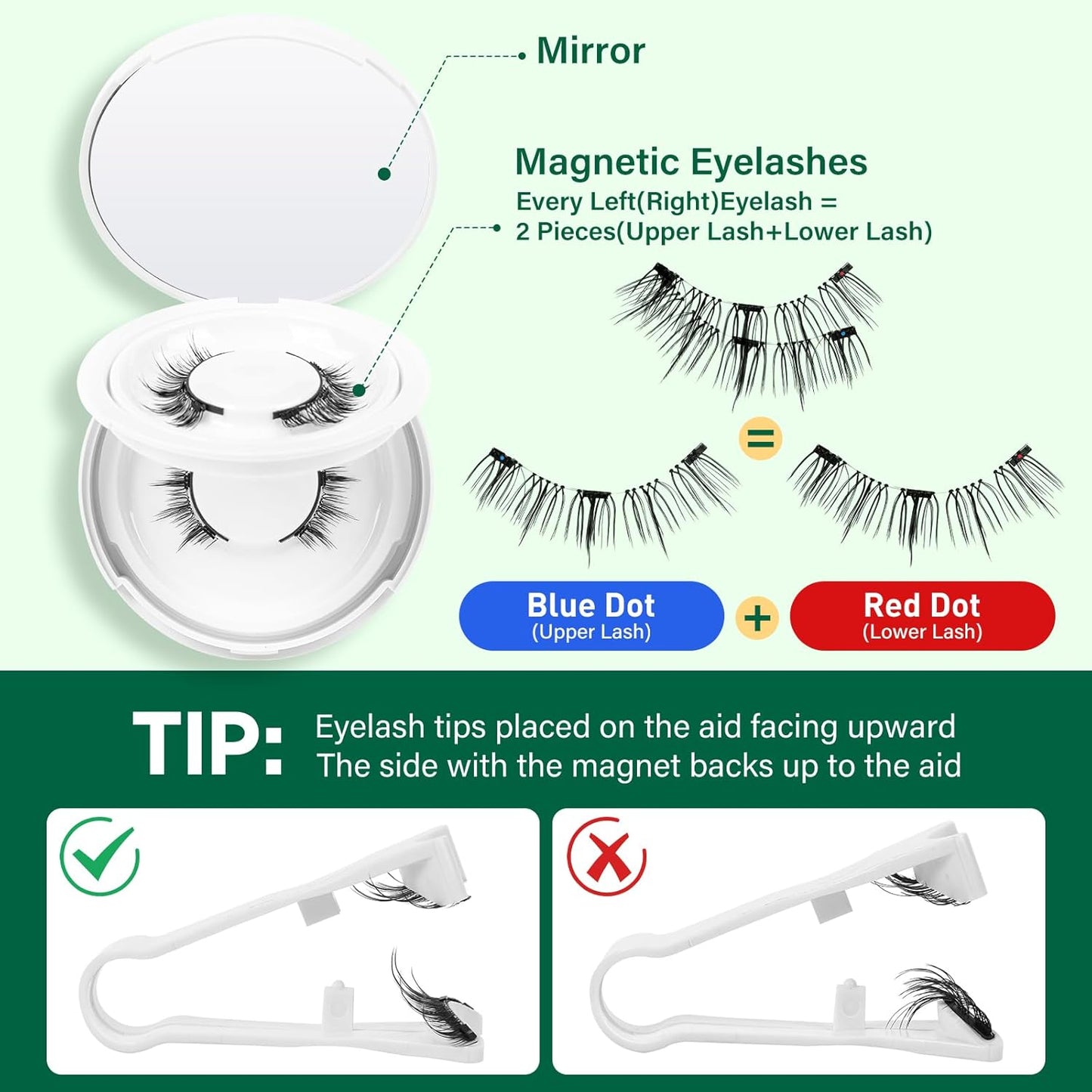 KEYYOU Reusable Magnetic Eyelashes 2 Pair with Applicator No Glue Needed 3D Natural Magnetic Lashes, Easy to Apply & Long Lasting for Daily Use & Events(A03+A03)