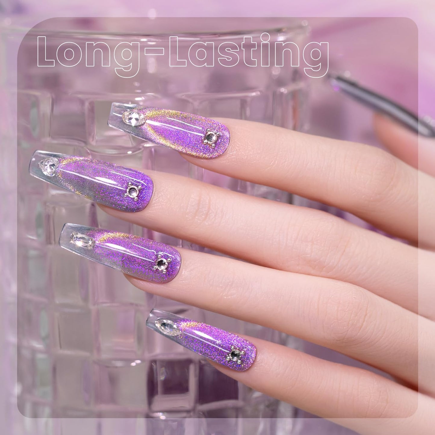 RARJSM Gray Blue Aurora Cat Eye Gel Nail Polish Multichrome Purple Orange Color Glitter Candy Glass Diamond Cat Eye Gel Polish with Magnet Stick Soak off UV LED Curing Requires Home Salon Diy Nail Art