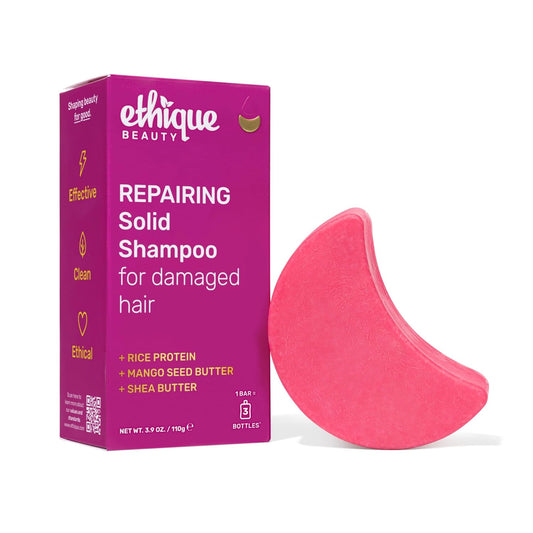 Ethique Repairing Shampoo Bar for dry, damaged hair with Rice Protein - Plastic-Free, Vegan, Cruelty-Free, 3.88 oz - Formerly Sorbet