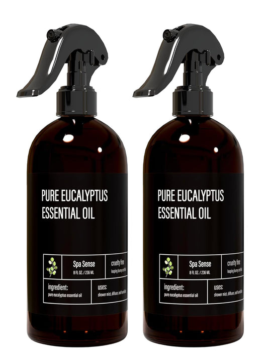 Pure Eucalyptus Oil Shower Mist and Steam Room Spray - Room Spray and Eucalyptus Spray for Shower - Premium Aromatherapy Eucalyptus Essential Oil Spray - 8 Ounce, 2 Pack