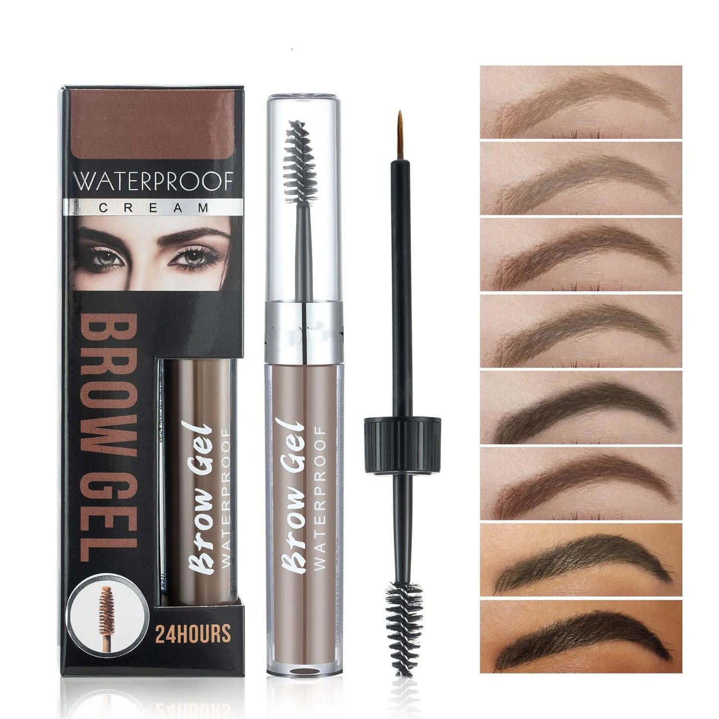 MAEPEOR Waterproof Eyebrow Gel 8 Colors Full-pigmented Long Lasting Liquid Brow Gel for Fuller & Defined Looking (#07 Cool Grey）