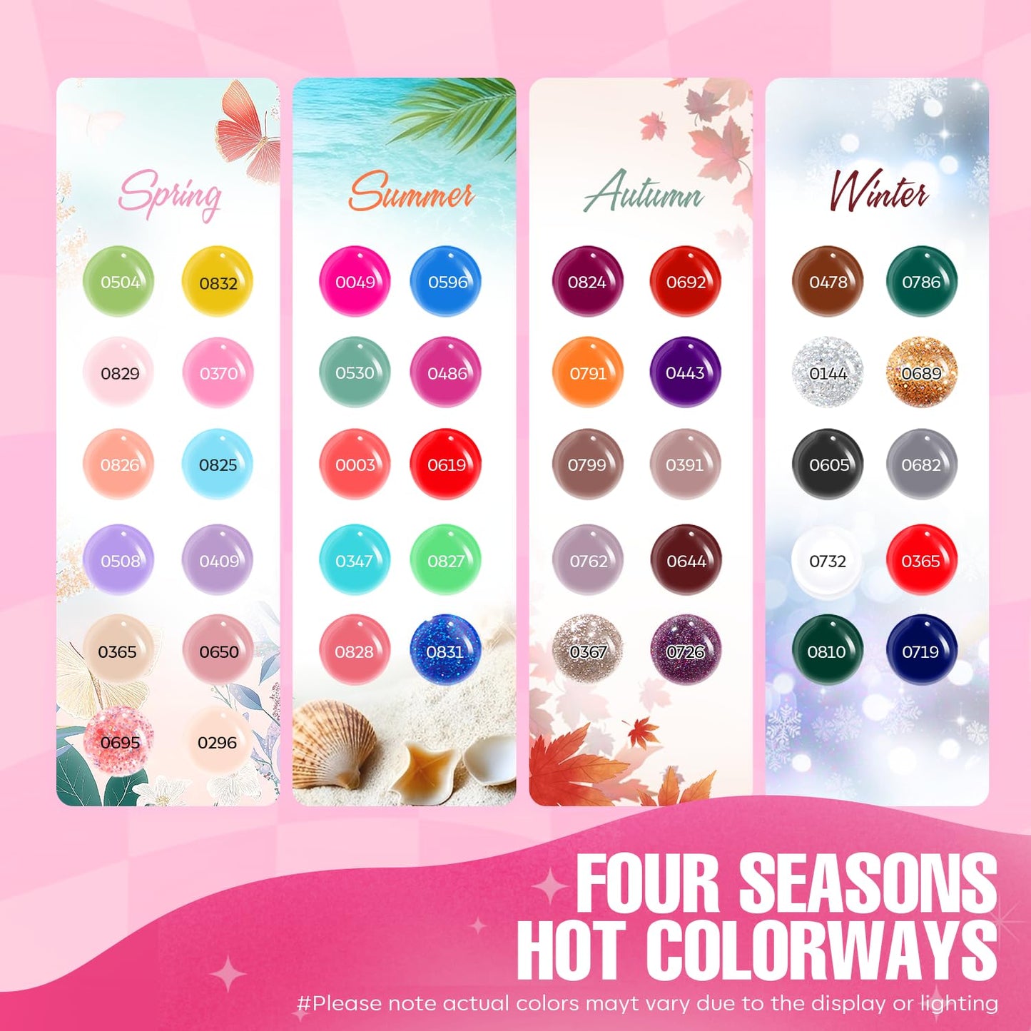 MEFA 42 Colors Gel Nail Polish Kit with U V Light, 59 Pcs All Seasons Collection Colorful Gel Polish Essential Set with 5 Psc Matte/Glossy Base Top Coat, Salon Gifts for Women