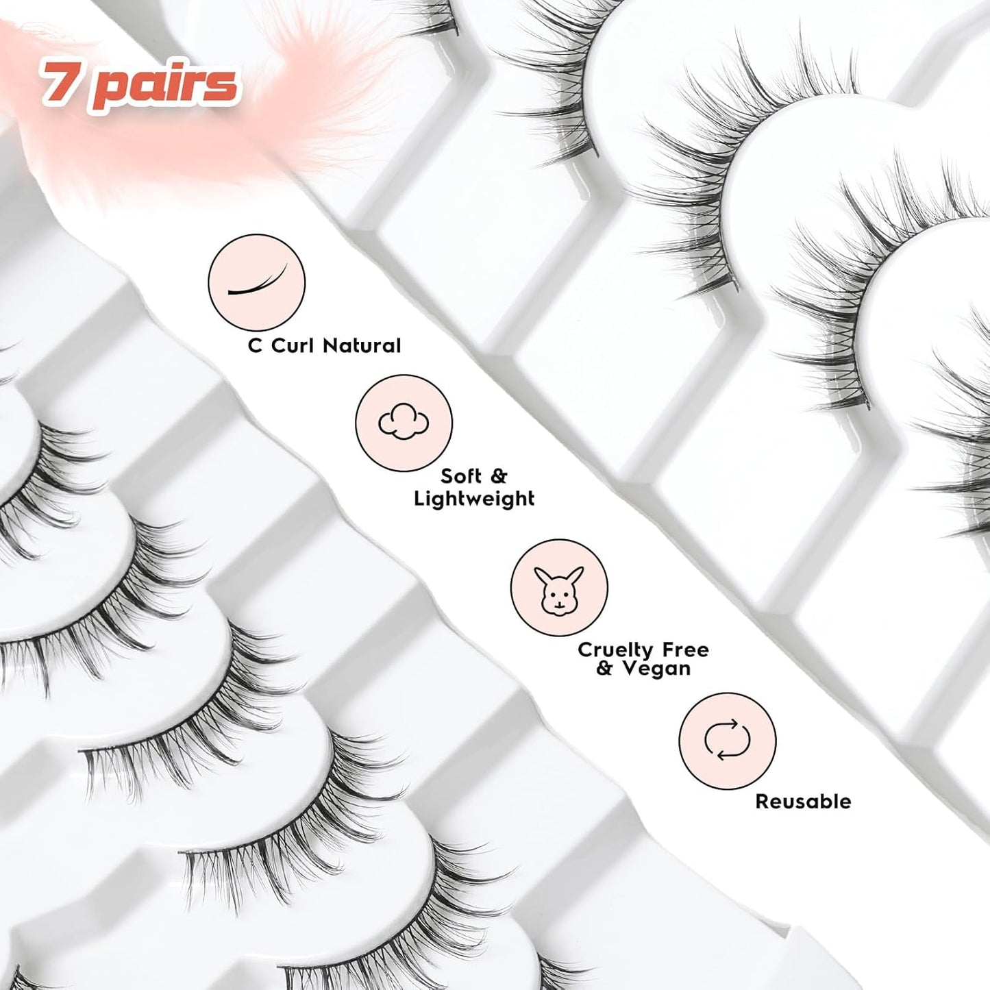 Manga Lashes Natural False Eyelashes 10MM Short Anime Lashes Thin Band Korean Lashes 3D Volume Strip Lashes Wispy Manhua Eyelashes 7 Pair Asian Lashes Siligli