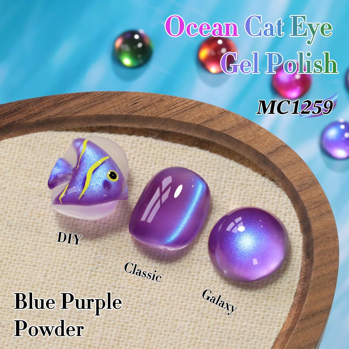 Double Rhythm 0.5 OZ Cat Eye Gel Polish with Magnet 15ML Holographic Glitter Shimmer Translucent Jelly Color Magnetic Nail Polish Salon DIY at Home (Navy Blue-MC1259)