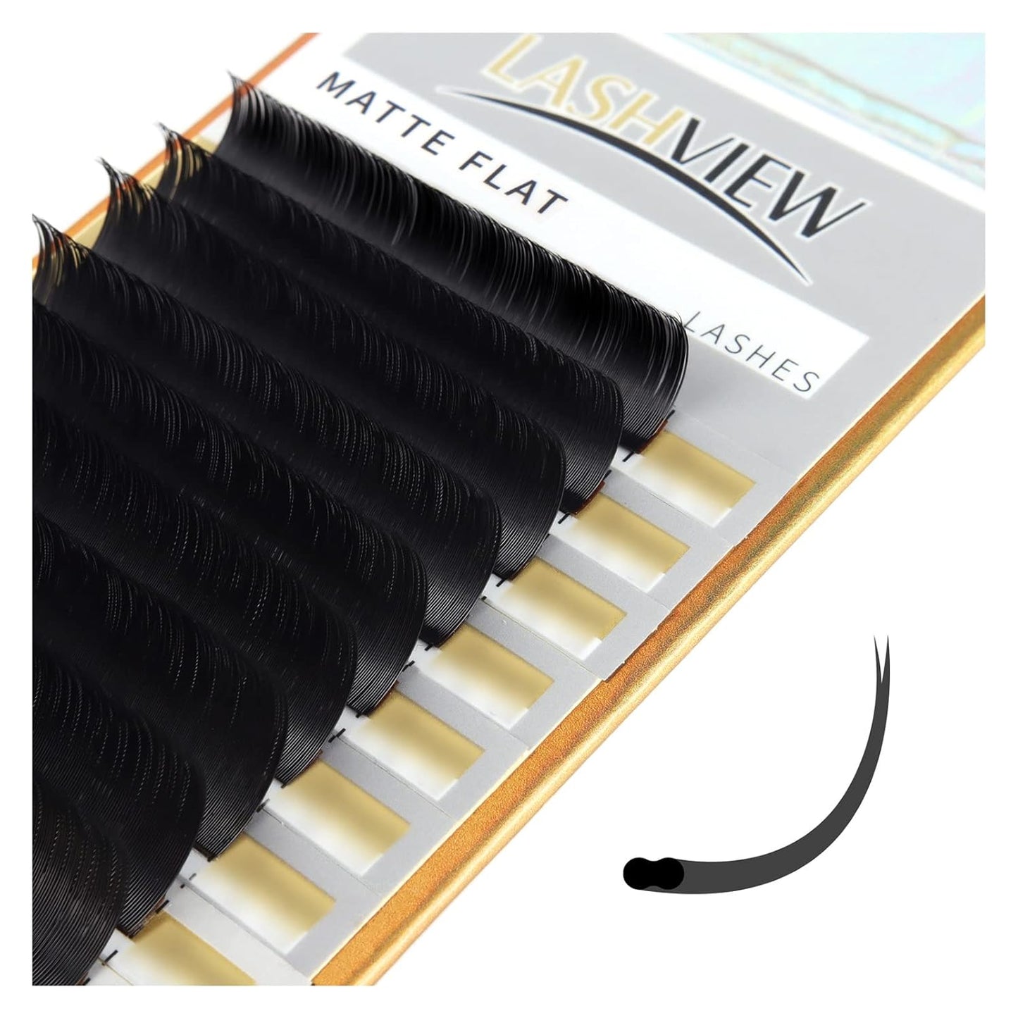 LASHVIEW Eyelash Extensions,Ellipse Flat Eyelash Extensions 0.15mm D Curl 8-15mm Mixed Tray, Black,Individual Lashes,Super Matte Extremely Soft Professional Salon Use