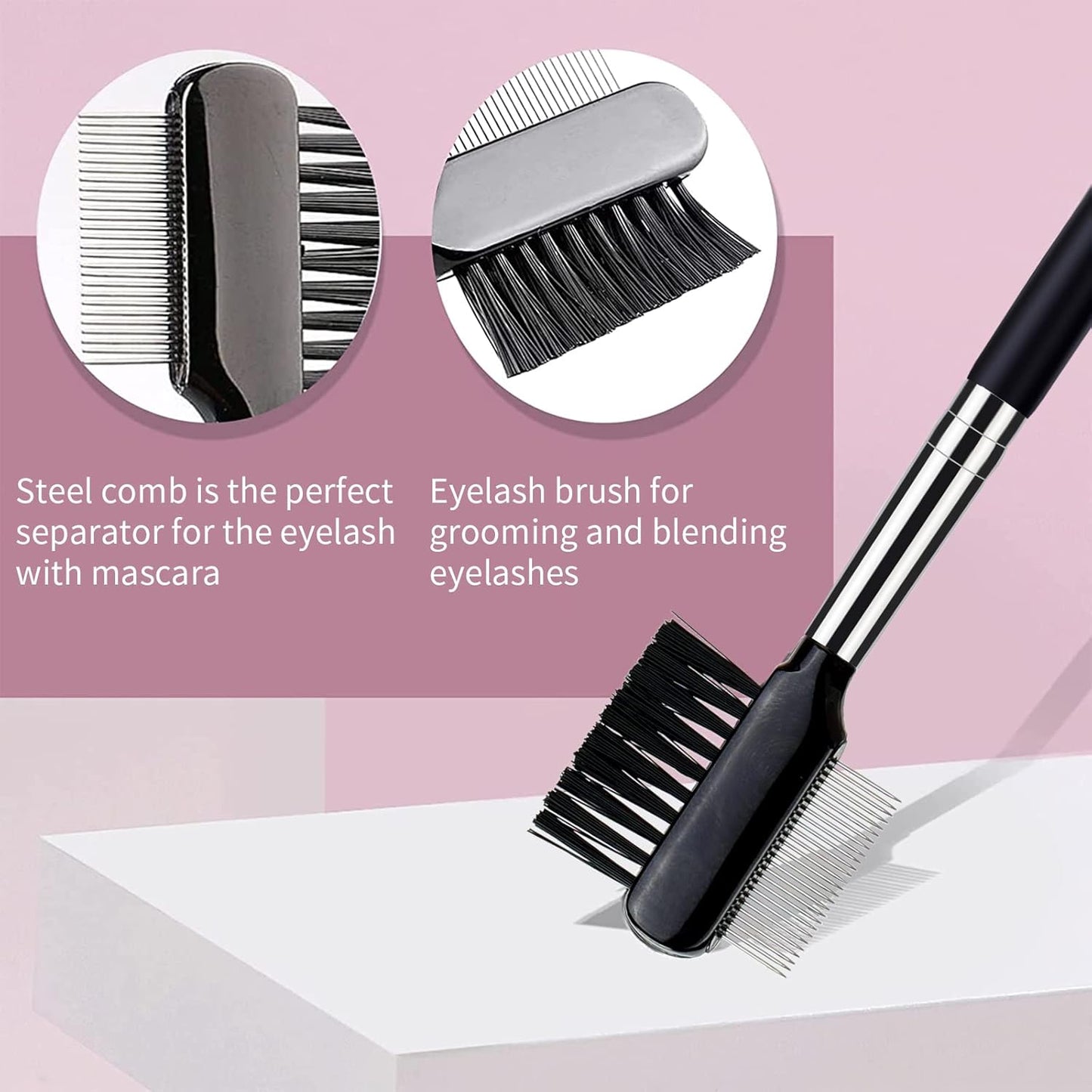 MSQ Eyebrow Brush and Comb Eyelash Brush Eyelash Separator Eye Brow Comb & Spoolie Brush Professional Mascara Brushes Eyebrow Eyelash Grooming Brush Eye Makeup Tools Set (3 PCS)