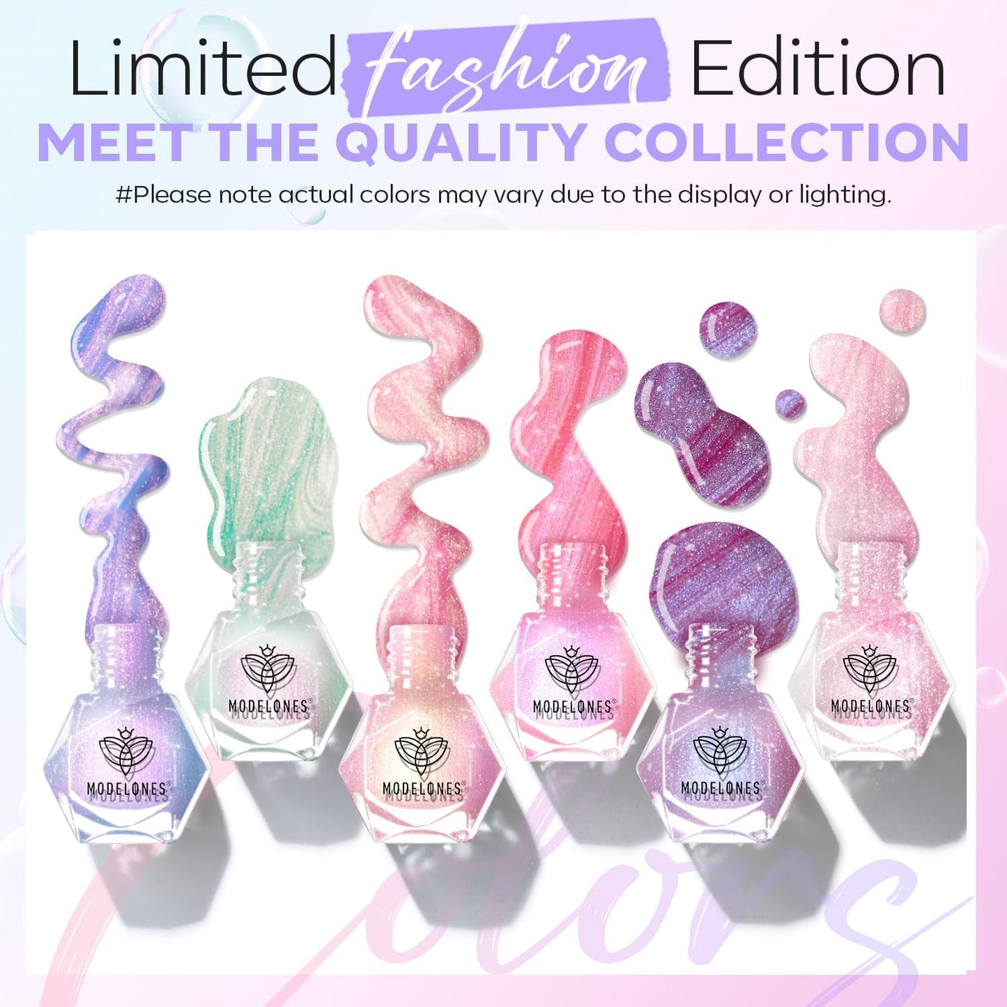 modelones Nail Polish Set, 6 Colors Shimmer Pearl Chrome White Pink Mermaid Purple Quick Dry Nail Polish Kit Fingernail Polish 2025 Manicure DIY Salon Home Gifts for Women Girl