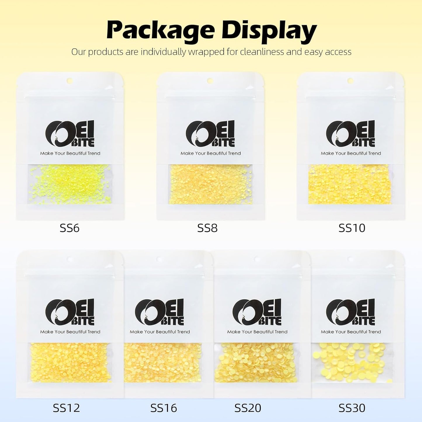 Neon Yellow Flatback Rhinestones, Glass Rhinestones for Nail Art and Craft, Glue Fix, Loose Crystal Gemstones(Neon Yellow, SS6, 1440pcs, 1.9-2.0mm)