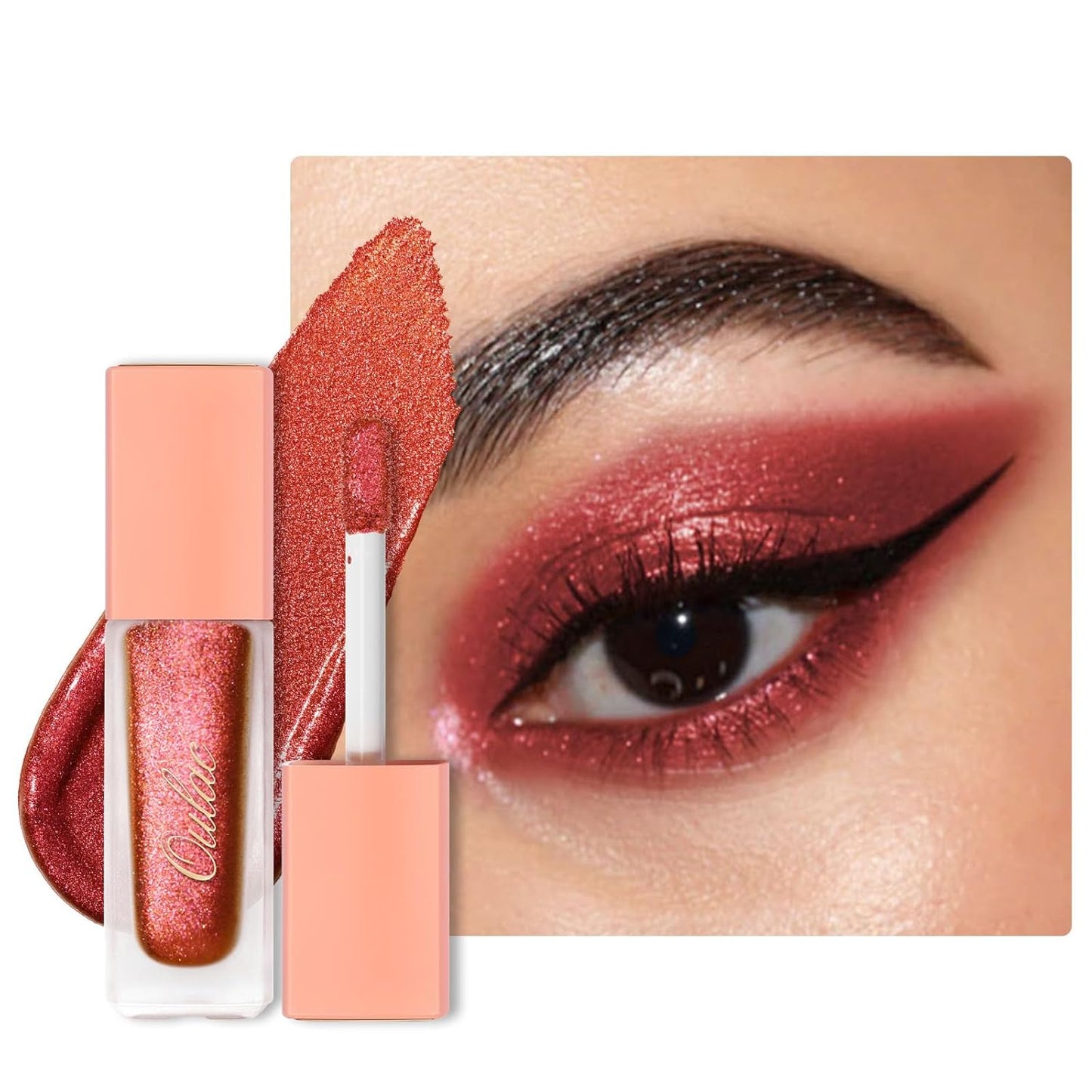 Oulac Liquid Glitter Eyeshadow Liquid Eyeshadow Duo-Chrome| Red Liquid Eyeliner Shimmer| Non-creasing Lightweight Moisturizing Formula Easy to Remove. Vegan & Cruelty-Free (18)