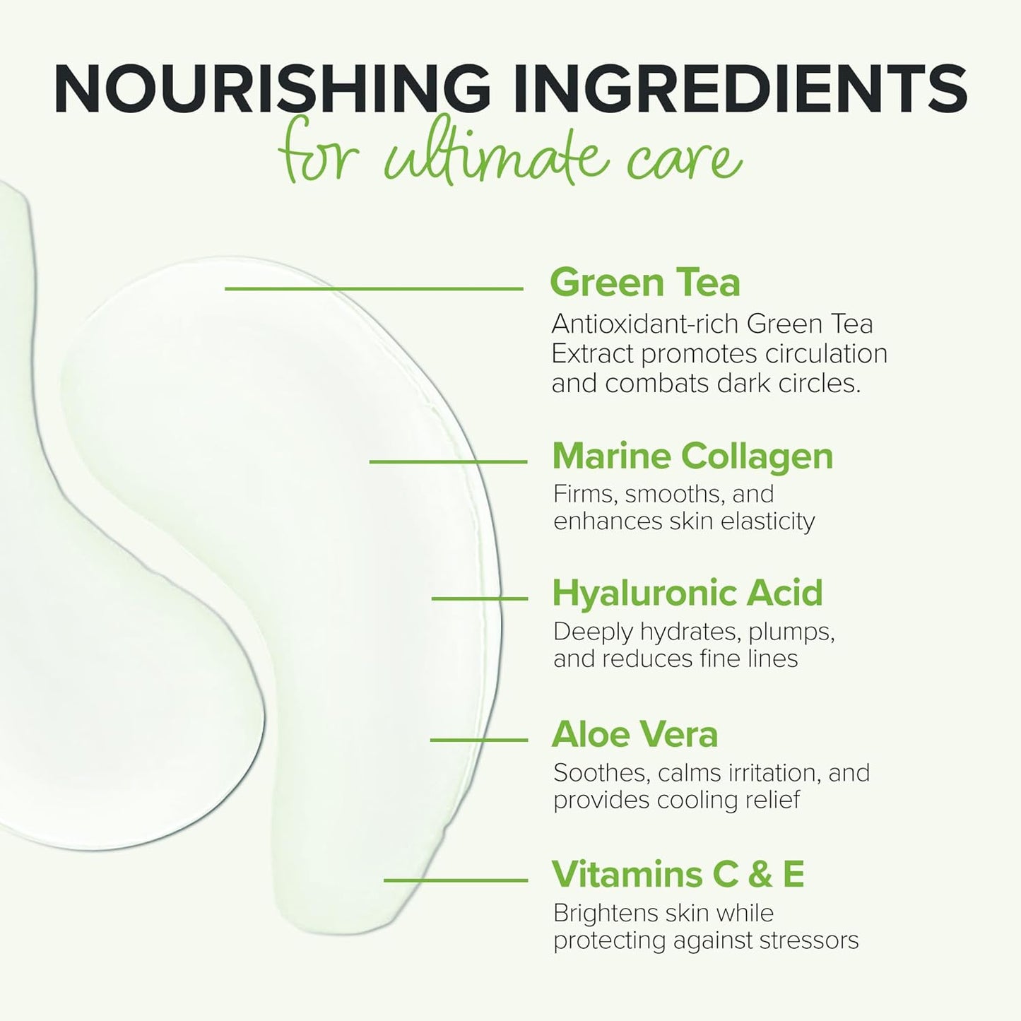 ToGoSpa Green Tea EYES, Dark Circle Warrior | Premium Clean Anti-Aging Gel Pads with Collagen, Hyaluronic Acid, Aloe Vera, Vitamins C & E, Taurine, and Green Tea Extract - 3 Pack