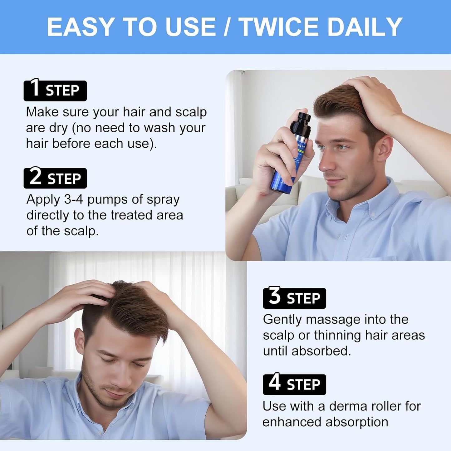 5% Minoxidil Spray for Men and Women-7 pack, Infused with Biotin, Beard Growth, Extra Strength Treatment to Combat Hair Loss and Thinning, and Fuller Hair & Beard (11 Month Supply, Extra Strength)