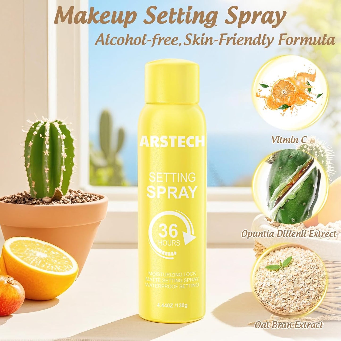Setting Spray for Makeup Long Lasting for up to 36HR Wear Vitamin C Ultra-Fine Face Mist Dewy Hydrating & Soothing Finishing Spray for Make Up Fixing Spray All-Day Fresh Look 4.44 oz