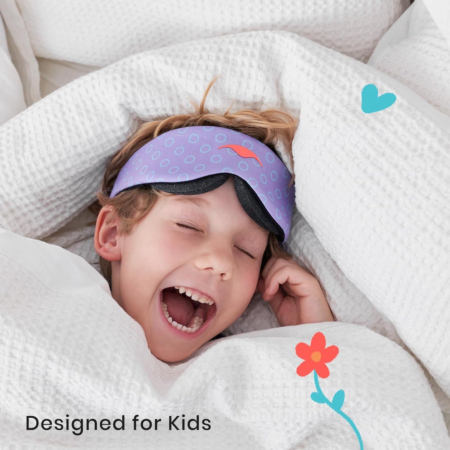 Manta Kids Sleep Mask - Comfy & Cute Blackout Sleeping Mask with Adjustable Eye Cups, Soft & Breathable Machine Washable Kids Eye Mask for Girls, Boys, Toddler Aged 6+ (Periwinkle)