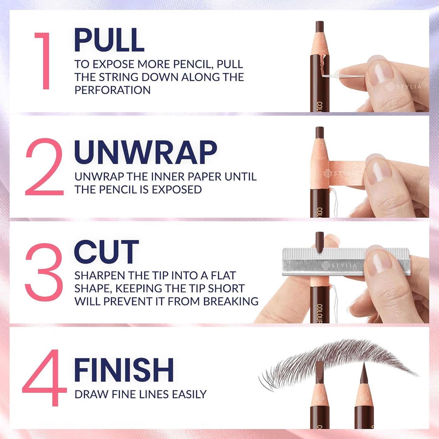 Stylia Waterproof Eyebrow Pencils For Women – Long-Lasting Microblading Supplies Brow Pencil, Perfect for Eyebrow Shaper, Filling & Defining Natural-Looking Brow - (12PC Light Brown)