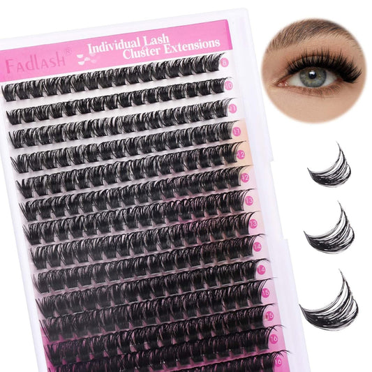 Cluster Lashes 8-16mm Lash Clusters 100 D Lash Extension Clusters Individual Lashes Soft DIY Eyelash Extensions Mixed Tray Eyelash Clusters Natural Look (100D-0.07D, 8-16mm)