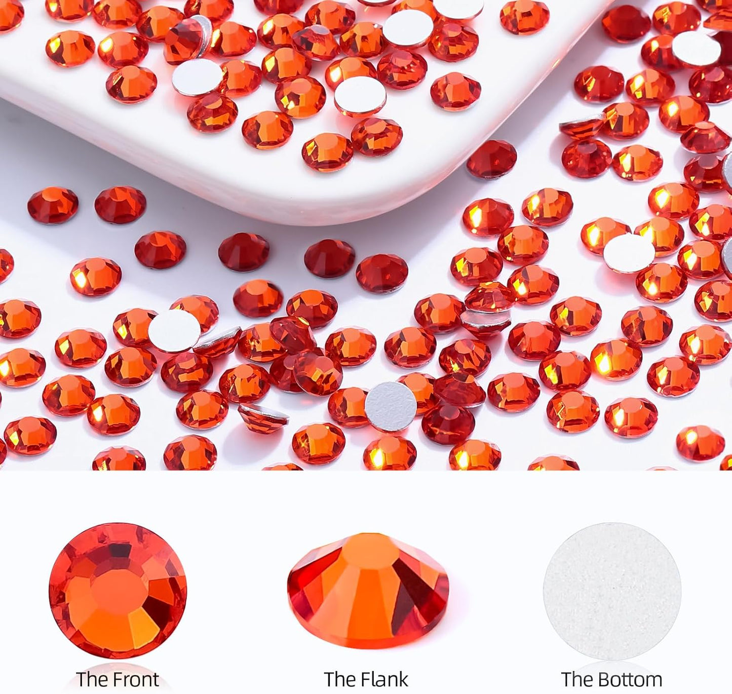 Hyacinth Flatback Rhinestones, Glass Rhinestones for Nail Art and Craft, Glue Fix, Loose Crystal Gemstones(Orange, SS16, 2880pcs, 3.8-4.0mm)