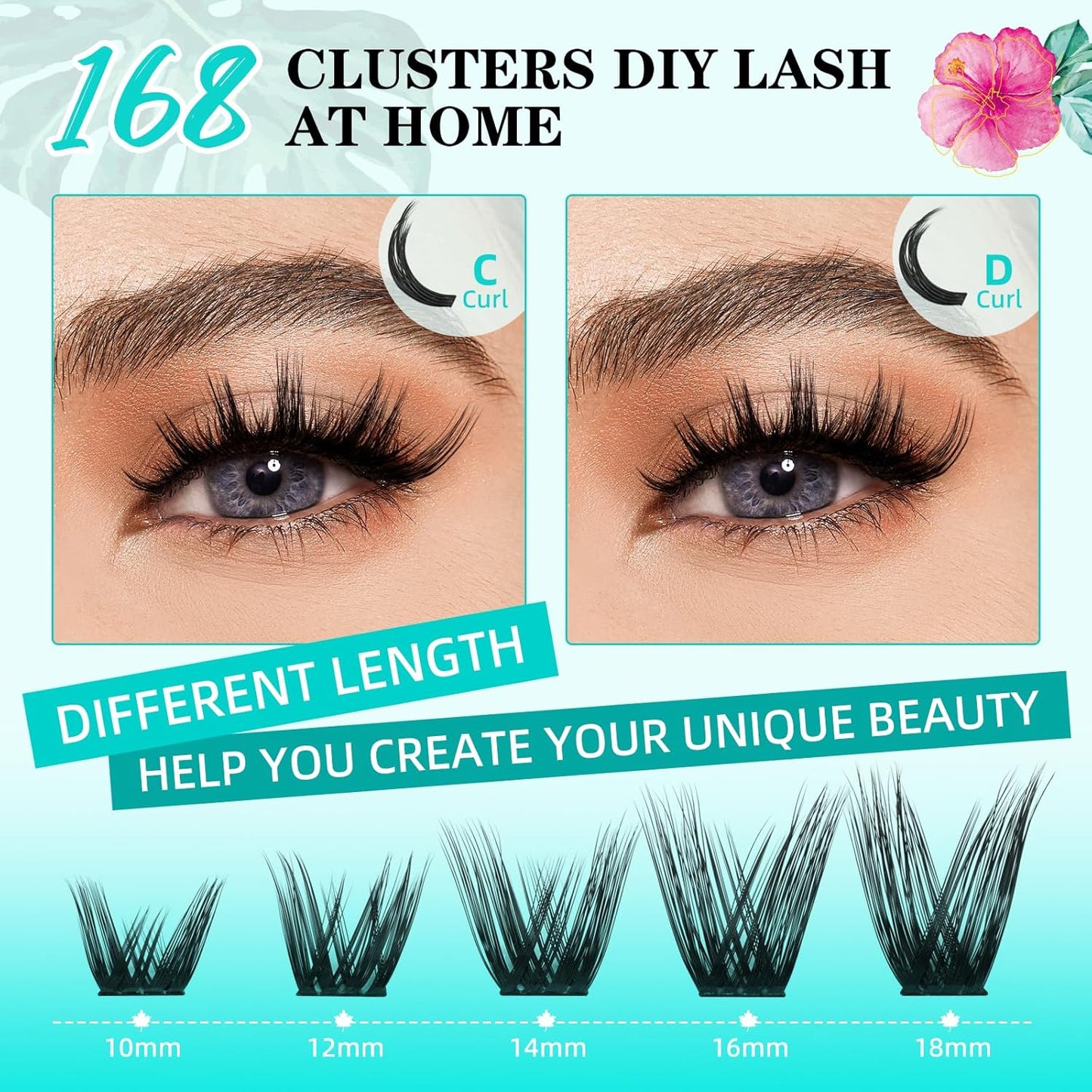 Lash Clusters Wet Look 168Pcs Eyelash Cluster Ultra-Thin Lash Band Eyelashes Extensions Spiky Anime Wide Span Lashes(Mallow,C-18mm)