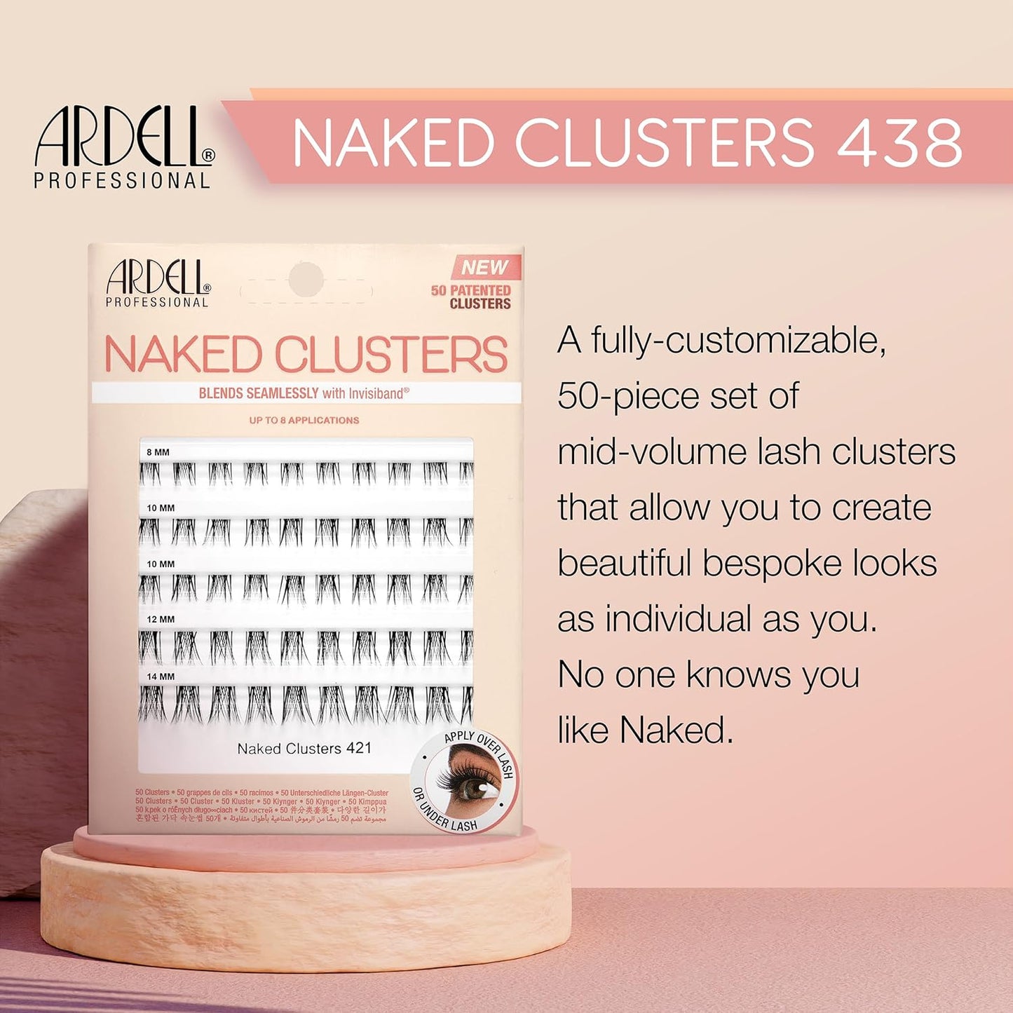 Ardell Naked Clusters 438, 50 Patented Clusters, Up to 8 Applications, 1-pack